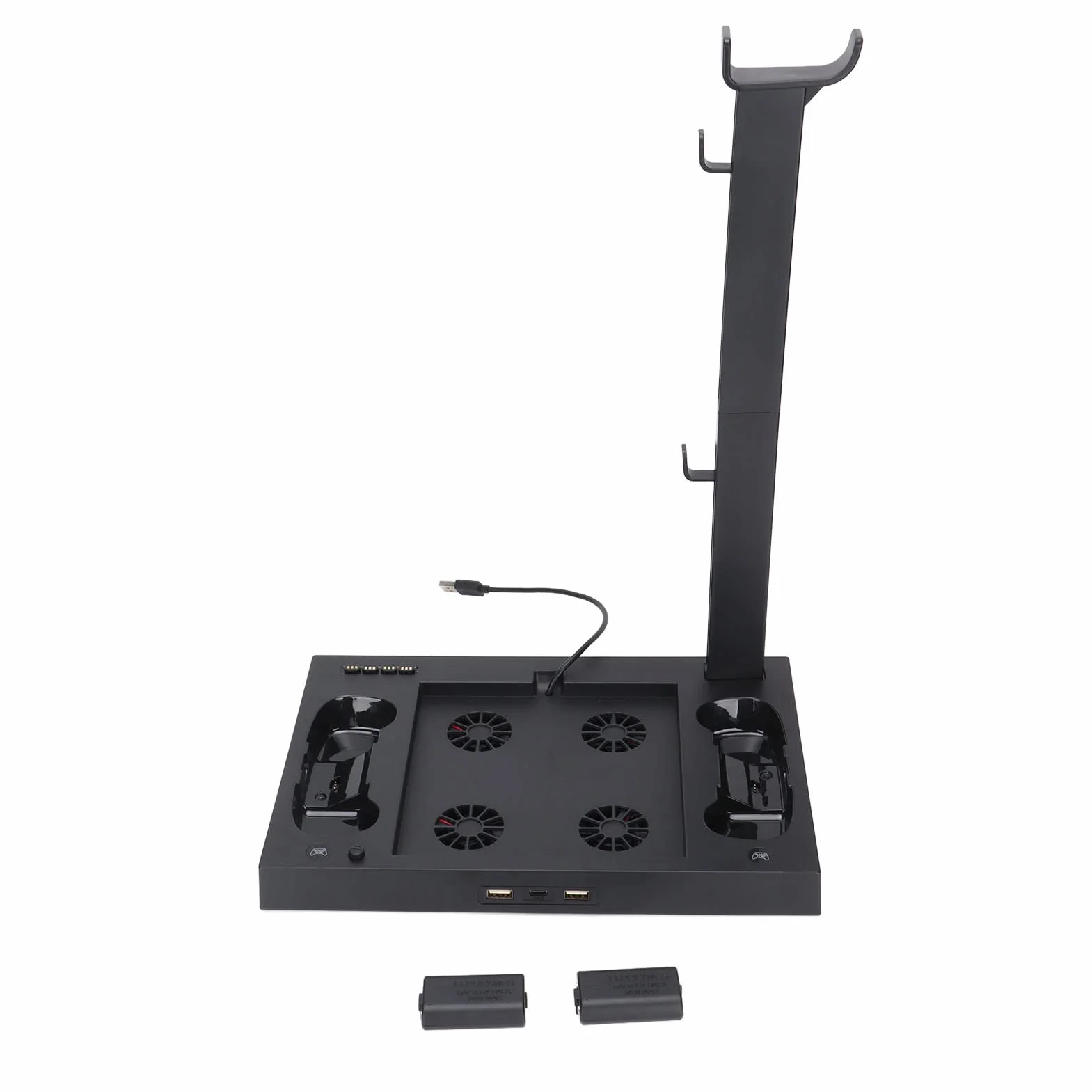 Base de Enfriamiento para Consola Series X, Soporte de Ventilador de Enfriamiento Multifuncional, 4 Ventiladores de Enfriamiento, con Soporte para Auriculares Adaptador de Batería Indicador de Ca