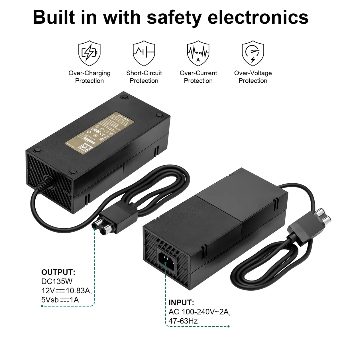 Fuente de Alimentación para Xbox One - Cargador de Reemplazo de Cable de Alimentación para Microsoft Xbox One 100-240v (Versión Estática)