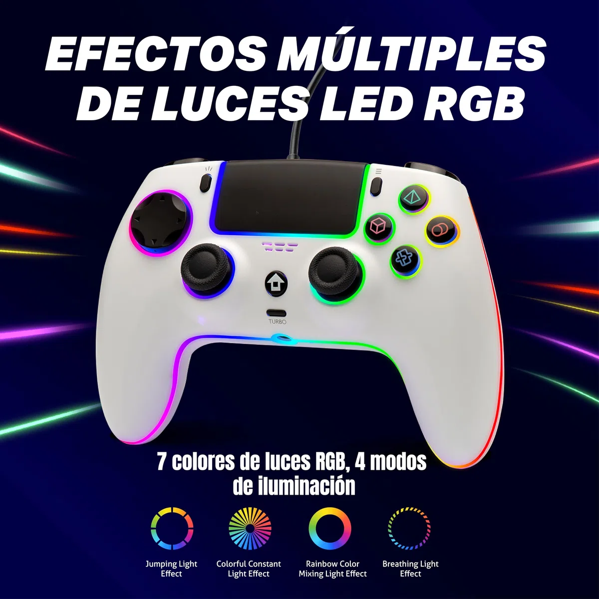 NITHO NOVA Mando con Cable Compatible con PS5/PC/MAC/Android/Steam Deck, Gamepad con Efecto Hall, Paletas Programables, Turbo, Giroscopio de 6 Ejes, Vibración Dual, Iluminación RGB & Jack de Audio