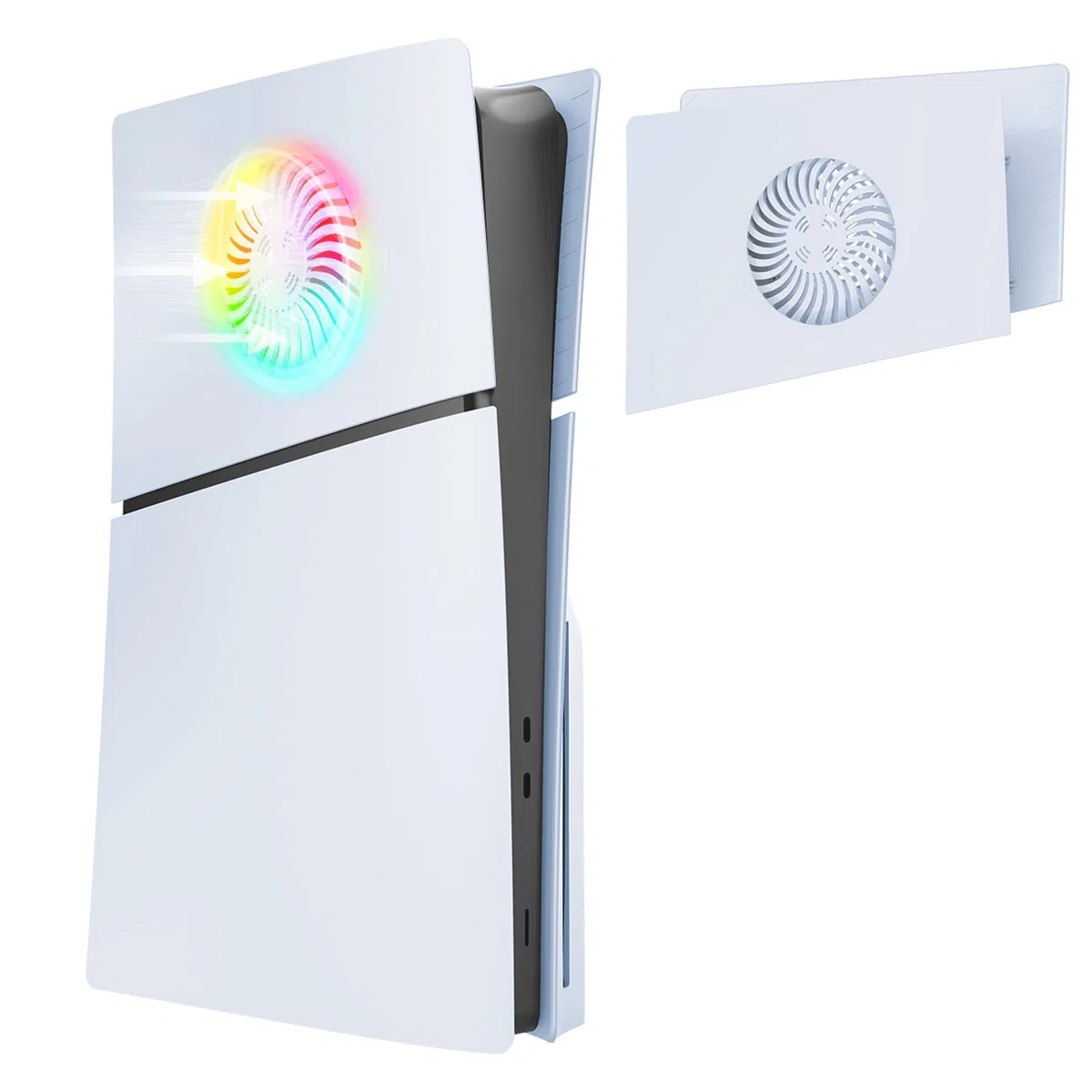 Placas de Cubierta para PS5 Slim Consola, Cubierta de la Mitad Superior Carcasa de Repuesto con Ventilación Placas Laterales Izquierdo y Derecho para PS5 Slim Disc/Digital Edition