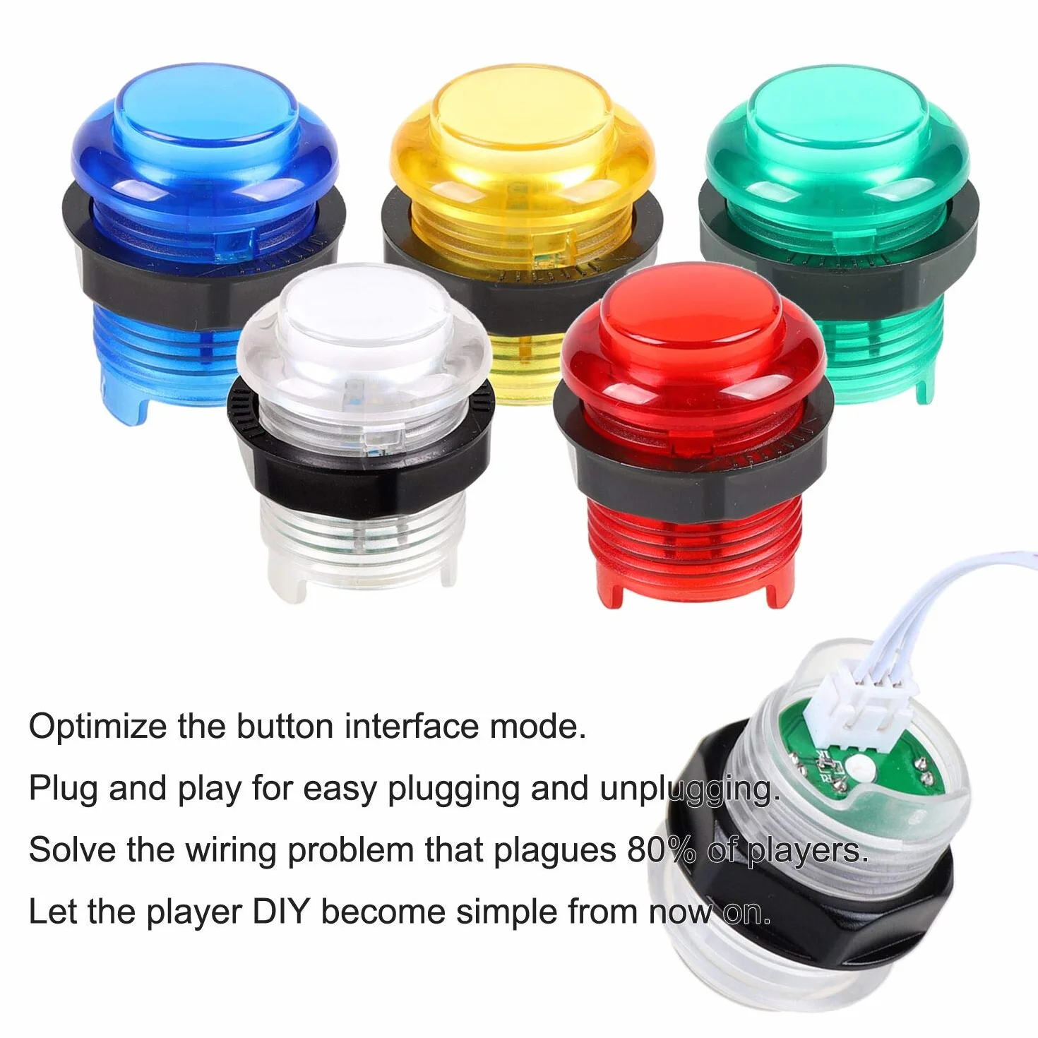 1 reproductor USB codificador a PCArcade Joystick Red Top Ball + 10 x 5 V LED botones para juegos Mame Raspberry Pi
