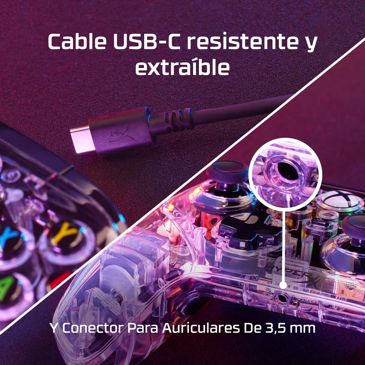HyperX Clutch Gladiate RGB - Mando con cable para Xbox One, Xbox Series X|S, Windows 10/11, joystick, gamepad, motores de vibración dual, RGB