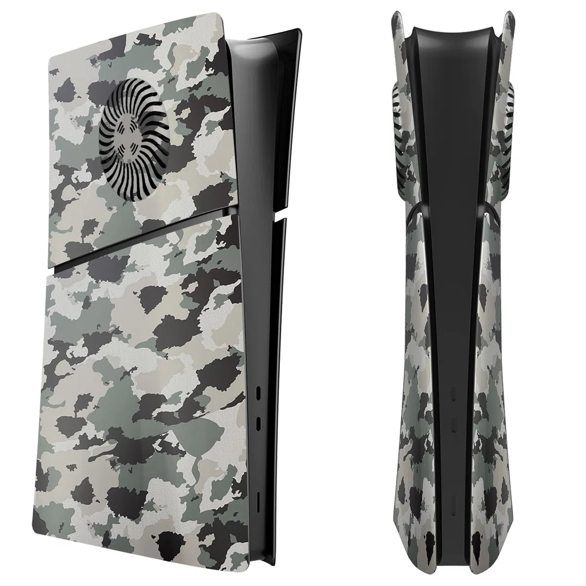 Placa frontal delgada para PS5, edición digital, diseño de camuflaje, carcasa lateral de ABS personalizada para consola PS5 Slim versión digital (con rejillas de refrigeración)