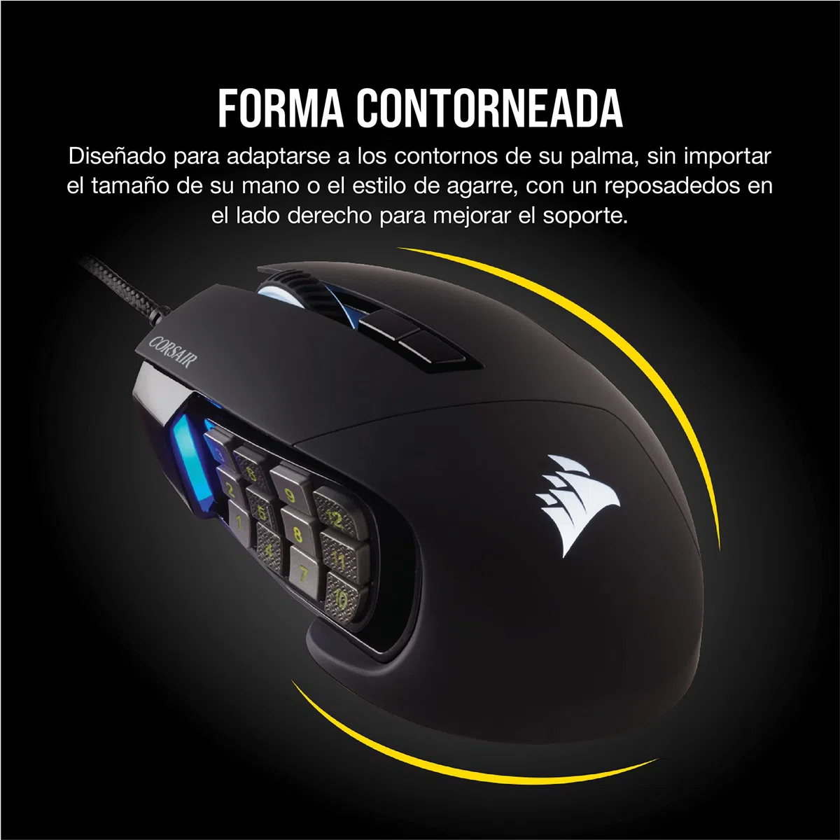 Corsair Scimitar Elite RGB Óptico MOBA/MMO Ratón para Juegos - Negro | 18.000 PPP Óptico Sensor, 17 Botones Programables, Retroiluminación RGB Dinámica en Cuatro Zonas, Forma Contorneada