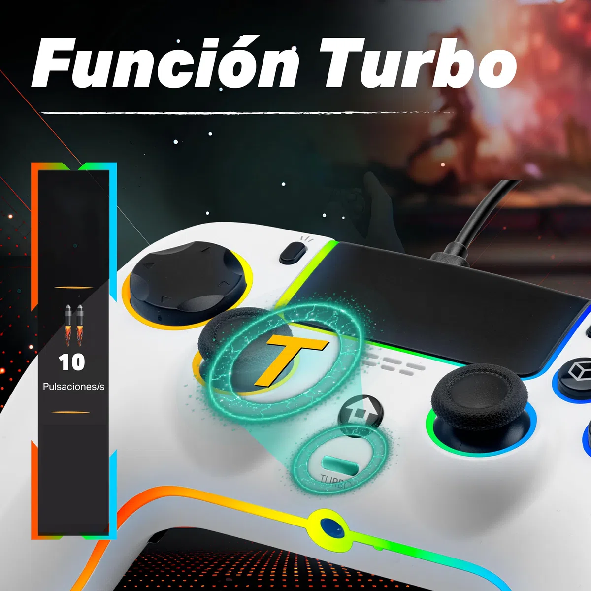 NITHO NOVA Mando con Cable Compatible con PS5/PC/MAC/Android/Steam Deck, Gamepad con Efecto Hall, Paletas Programables, Turbo, Giroscopio de 6 Ejes, Vibración Dual, Iluminación RGB & Jack de Audio