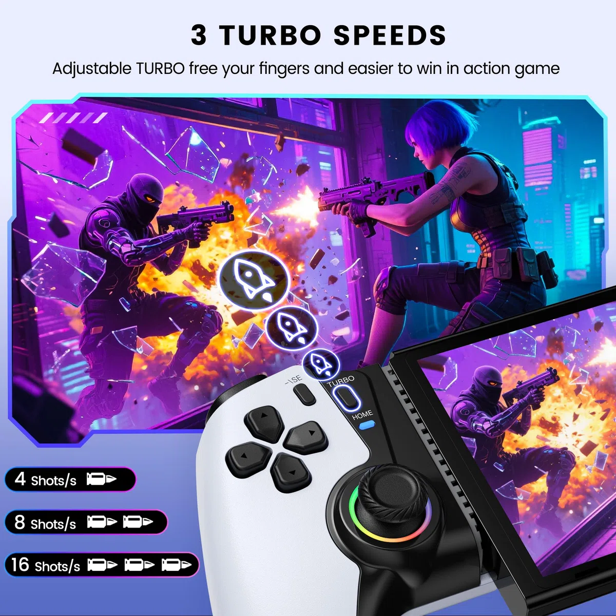 HELLCOOL Bluetooth Mando Movil para iOS/Android/Switch/OLED/Switch 2,Gamepad Inalámbrico para Teléfono para Xbox/Steam/GeForce Now/MFi Apple Arcade/Roblox,Controlador con Joystick de Efecto Hall/RGB