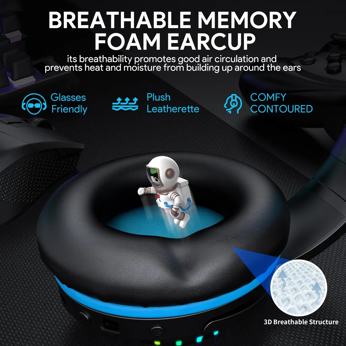 Pacrate 2.4 GHz Cascos Gaming Inalambricos para PS5 PS4 Pc Mac Switch, Auriculares Gaming Inalambricos Bluetooth con Micrófono Desmontable con Cancelación de Ruido, 3.5mm Cascos PS5 para Serie Xbox