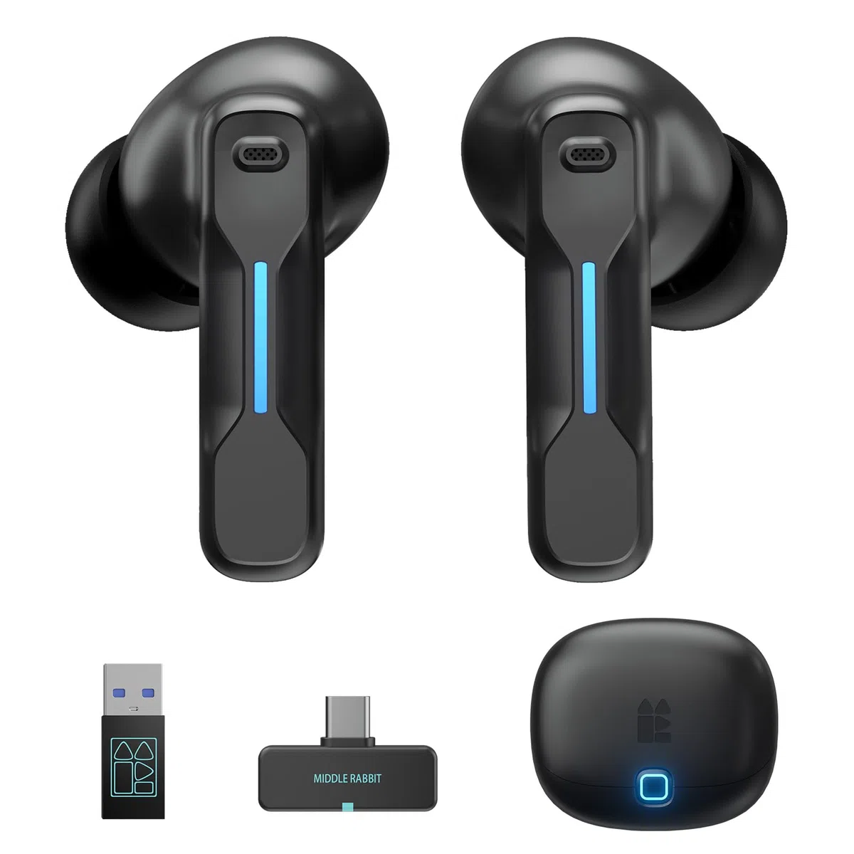 SW5 Auriculares inalámbricos para juegos con 5.4 Bluetooth y 2.4G Doogle, auriculares wireless IPX4 impermeable con mic AI, Cascos gaming con 20ms de baja latencia para PC Switch móvil ps5 ps4 VR