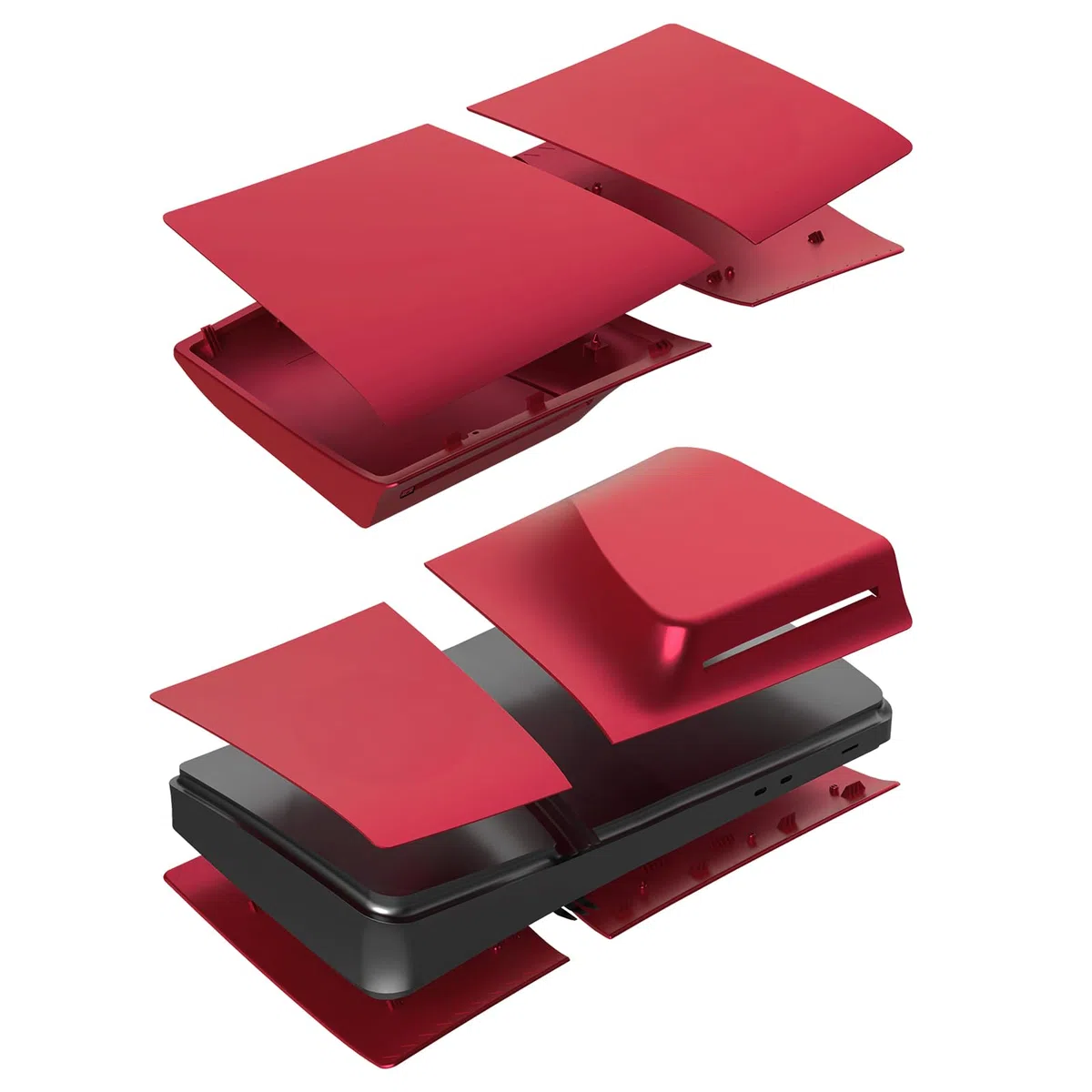 Placa Frontal para PS5 Pro, Tapa Frontal Tapa Trasera Placa Frontal, Placa de Recambio para Funda Antipolvo - Rojo (Edición en Disco)