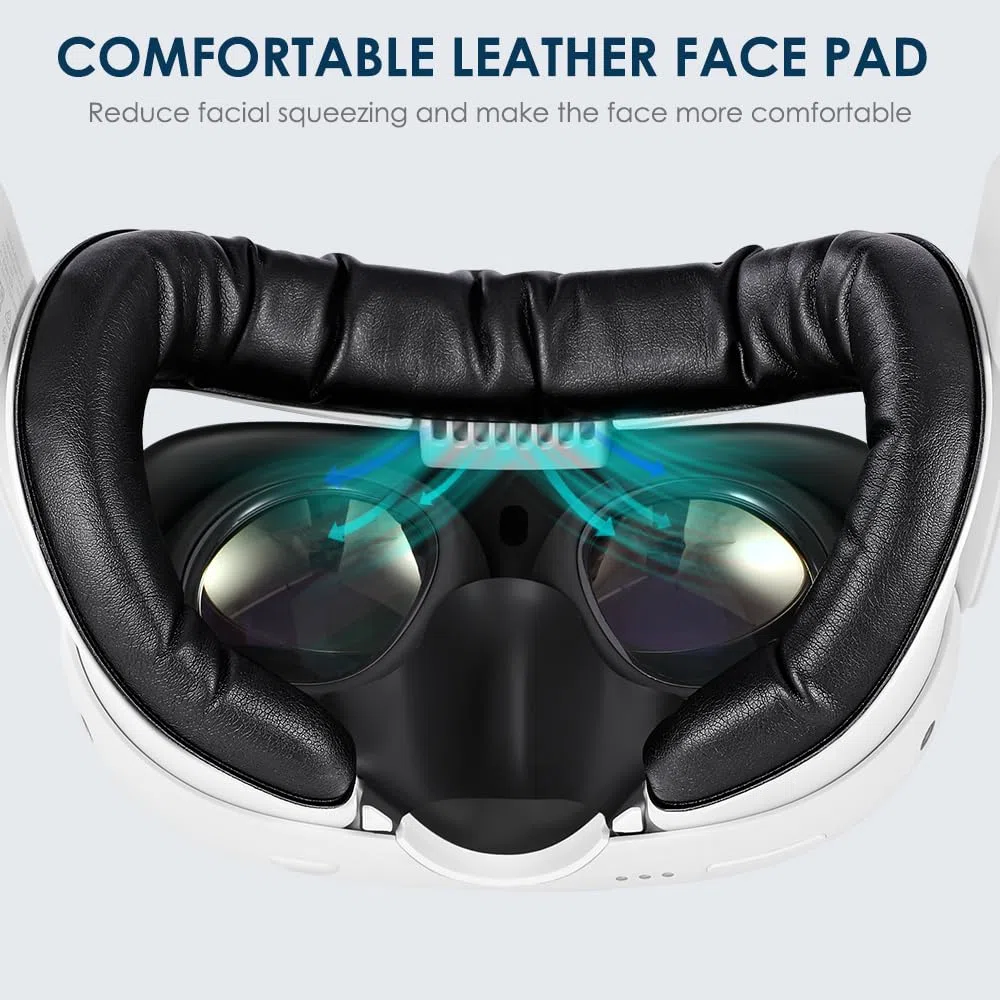 KKCOBVR K3 Facial Interface Fan with Leather Face Pad Compatible with Meta Quest3, Relieve Lens Fogging and Fits Use with Quest 3 Head Strap