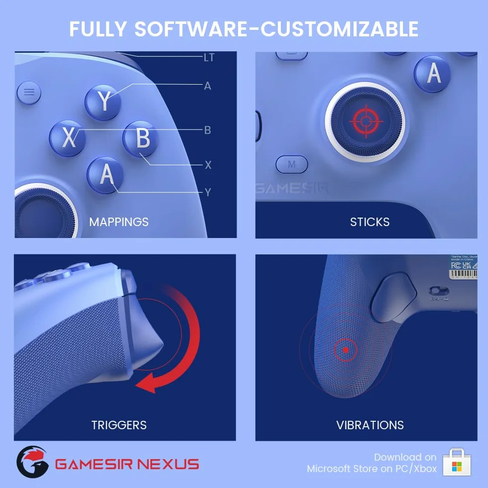 GameSir G7 SE Mando con Cable para Xbox Series X|S, Xbox One & Windows 10/11, Plug and Play Gamepad para Juegos con Joysticks de Efecto Hall, Conector de Audio de 3,5 mm (Azul)