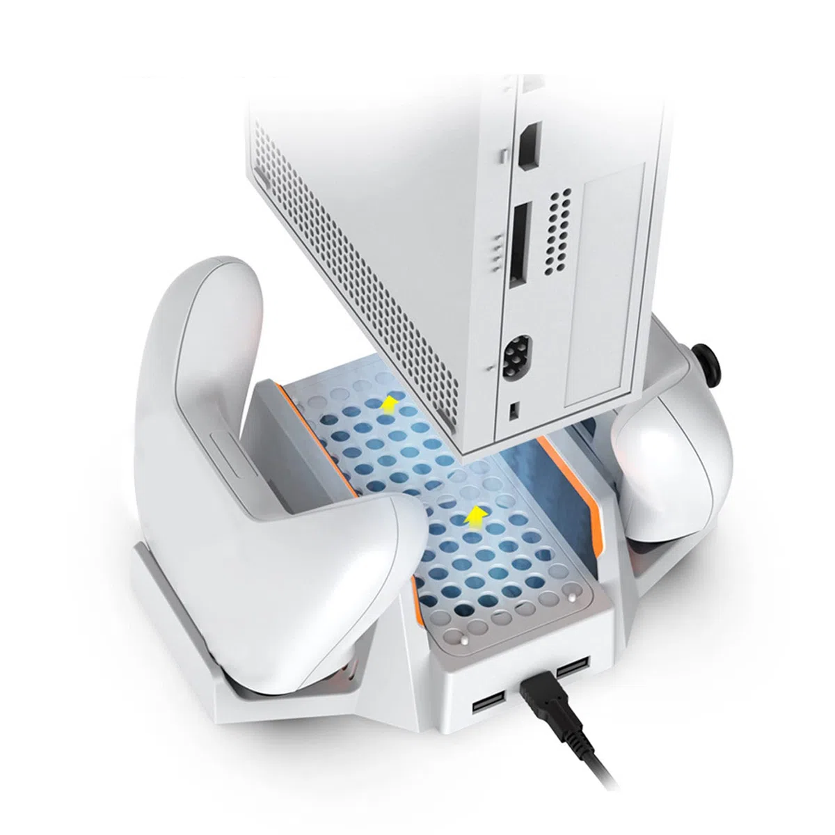 Soporte de Ventilador de Refrigeración para Xbox Series S, Ventilador de Refrigeración de Velocidad Ajustable de 4 Niveles con Estación de Carga Dual, Soporte de Refrigeración de