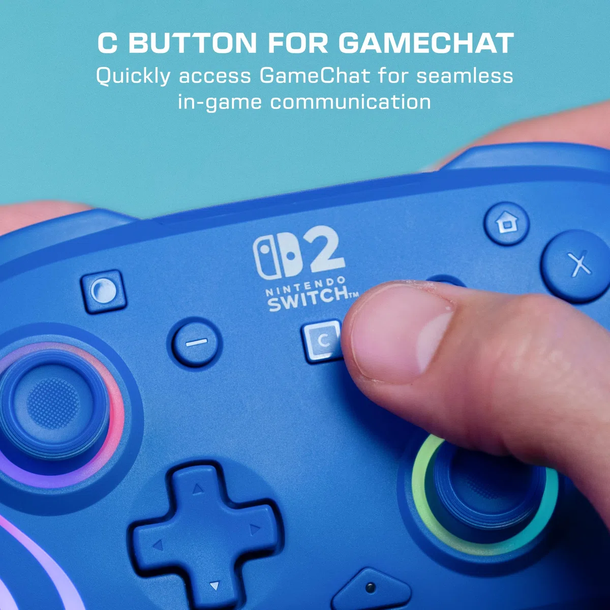 Turtle Beach Afterglow Azul Mando de juego RGB inalámbrico para Nintendo Switch 2