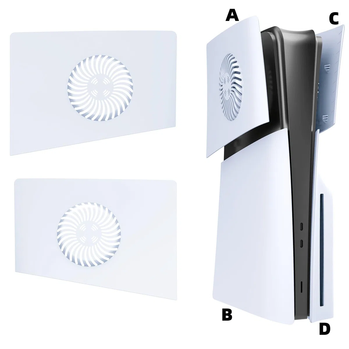 Placas de Cubierta para PS5 Slim Consola, Cubierta de la Mitad Superior Carcasa de Repuesto con Ventilación Placas Laterales Izquierdo y Derecho para PS5 Slim Disc/Digital Edition