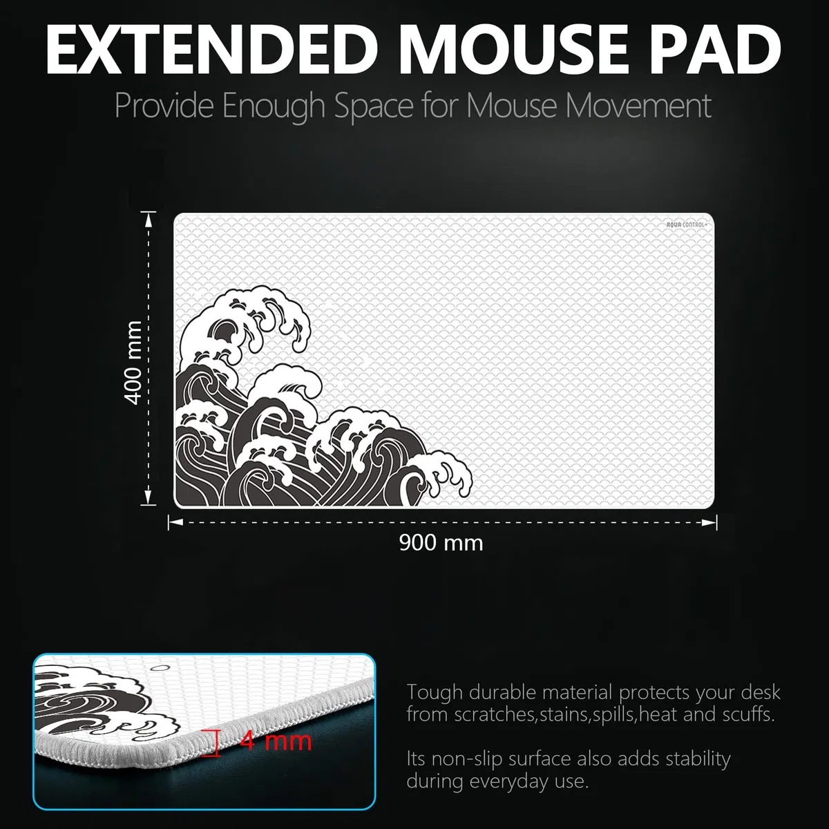 Alfombrilla de ratón para juegos X-Raypad Aqua Control Plus Wave AC+, ultra alta precisión con velocidad perfecta y capacidad de control, diseñada para jugadores Fps con bajos requisitos de DPI
