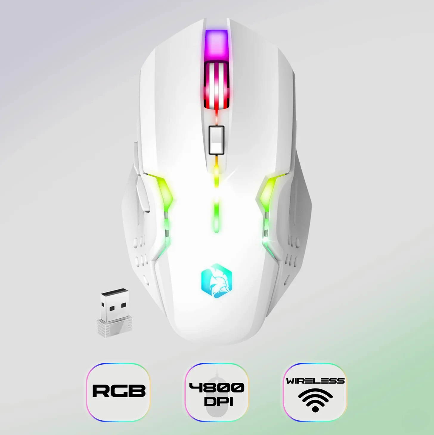 Empire Gaming - Armor RF800 Teclado y Ratón para Gamers Inalámbrico Recargable QWERTY(Layout Español) con Mouse Pad-RGB Wireless 2.4Ghz Keyboard-4800 dpi Mouse-PC PS4 PS5 Xbox One/Series Mac -Blanco