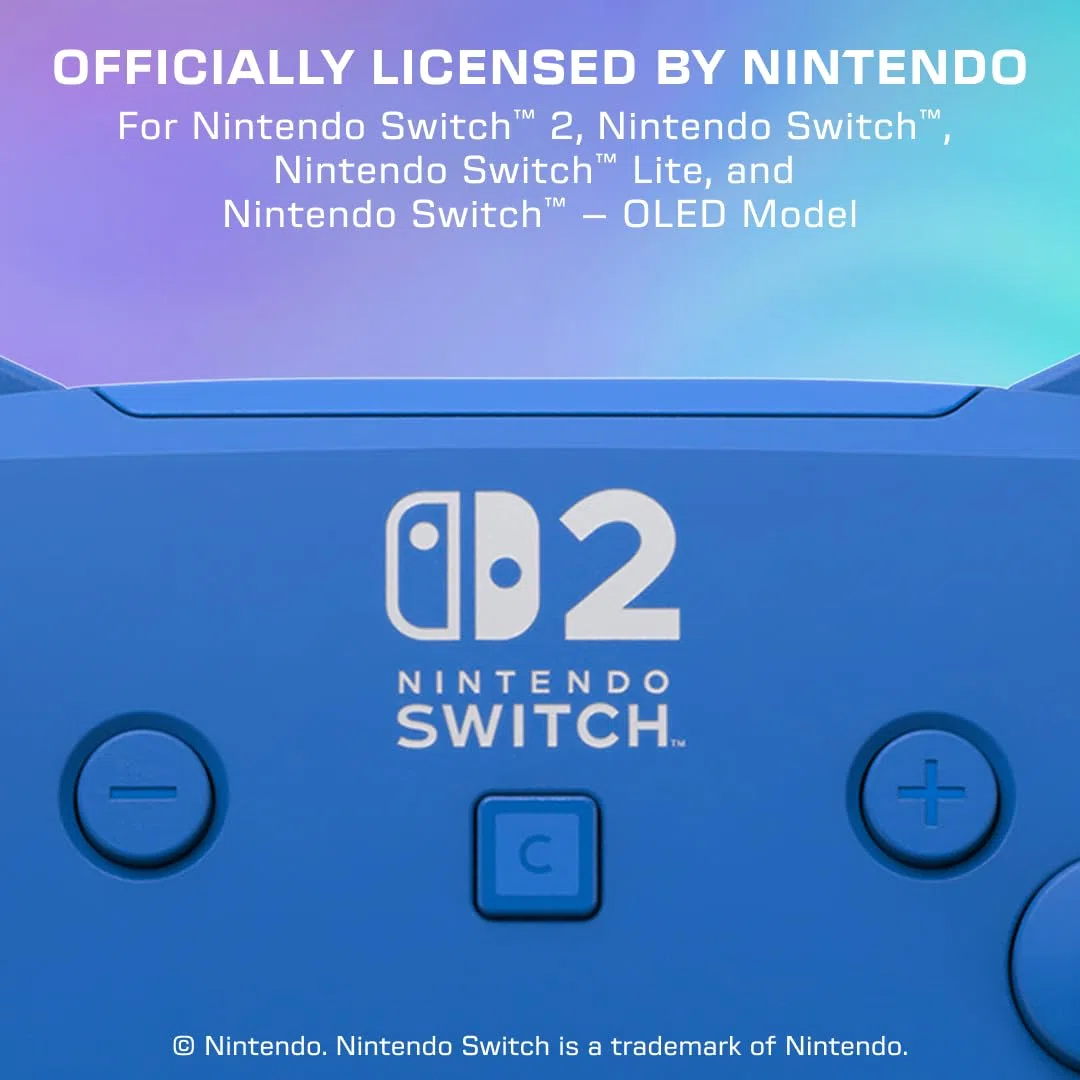 Turtle Beach Afterglow Azul Mando de juego RGB inalámbrico para Nintendo Switch 2