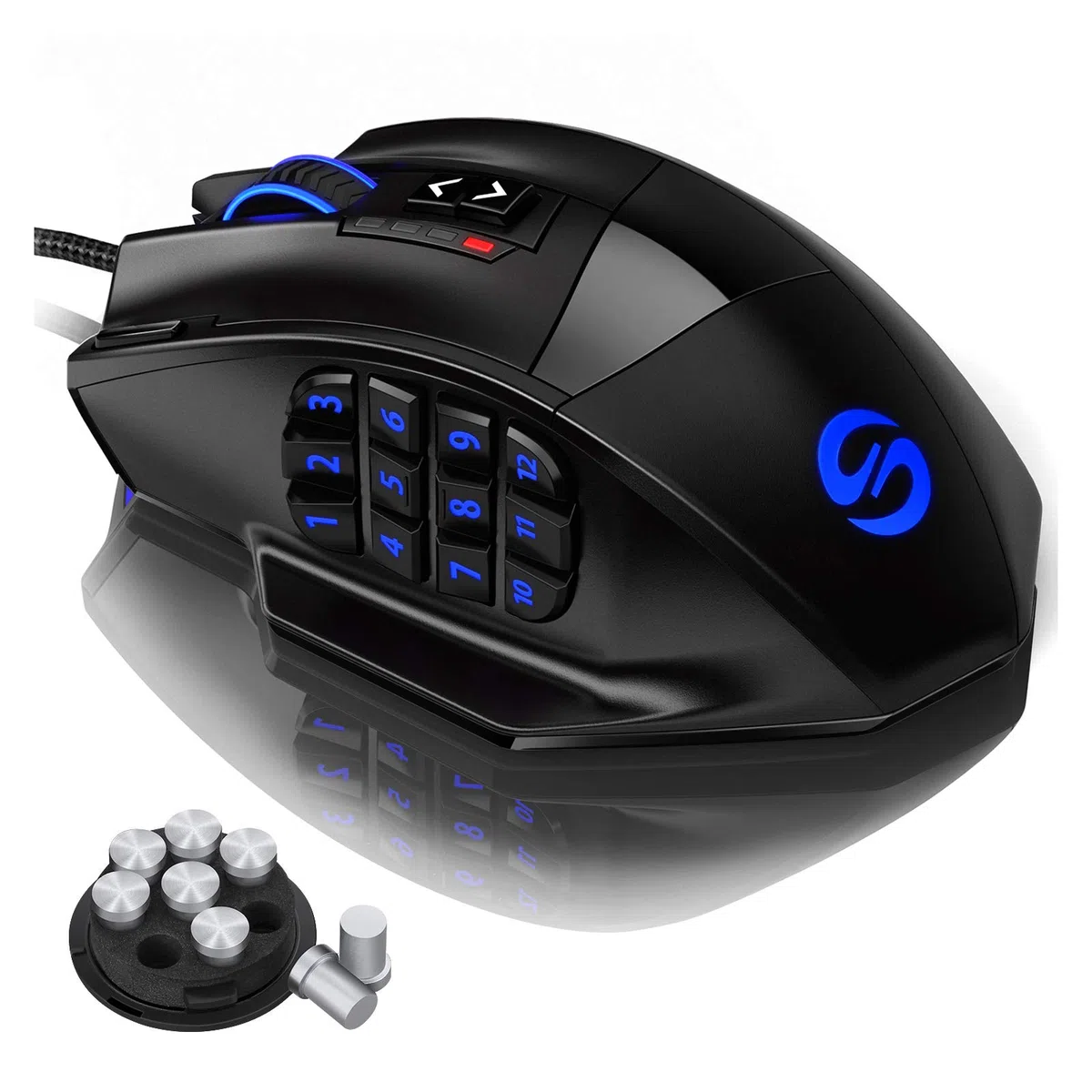 UtechSmart Venus - Ratón láser USB para juegos MMO, de alta precisión (18 botones programables, 16400 dpi), color negro