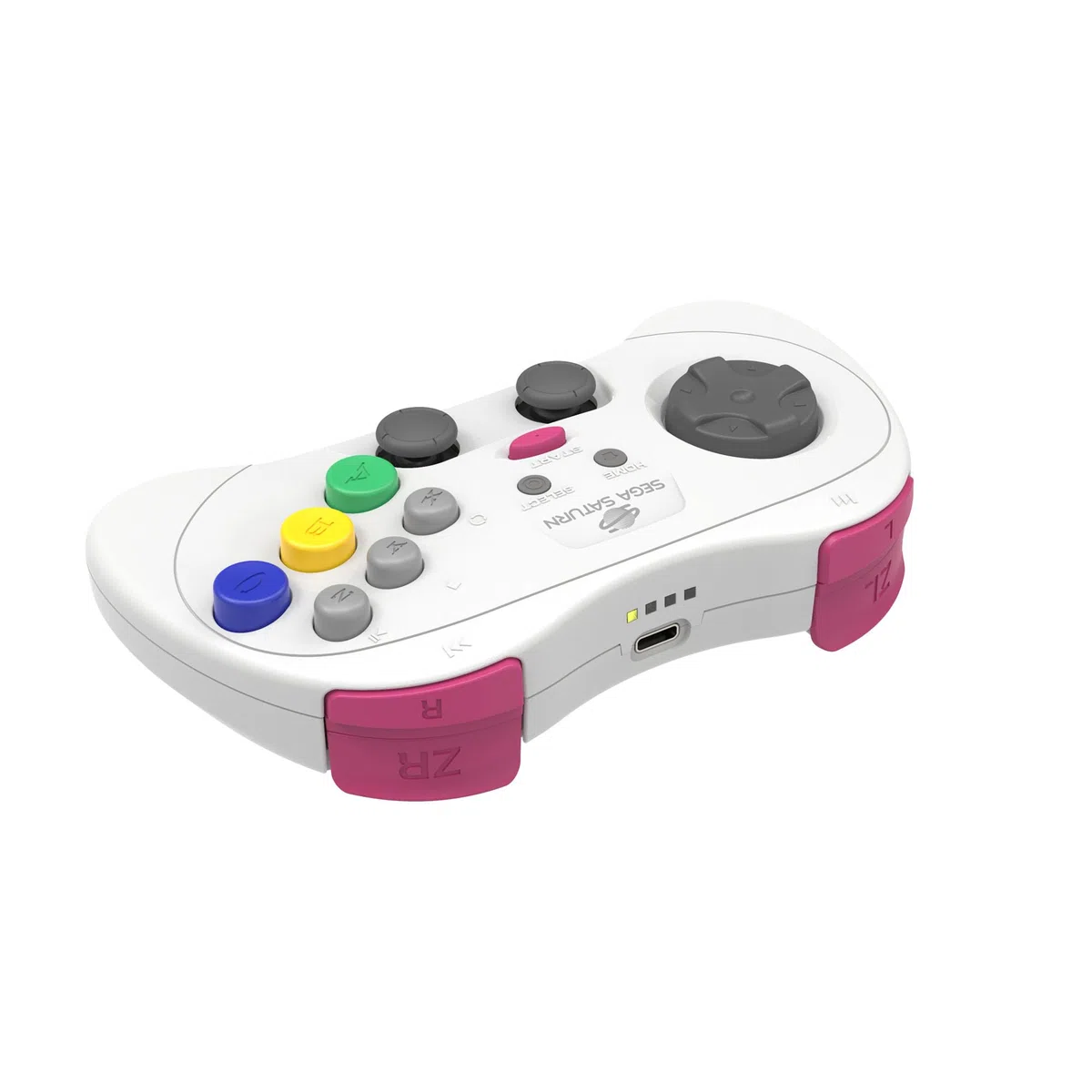 Retro-Bit SEGA Saturn Pro - Controlador inalámbrico para Nintendo Switch (2,4 GHz, incluye receptor Saturn y USB, edición blanca)