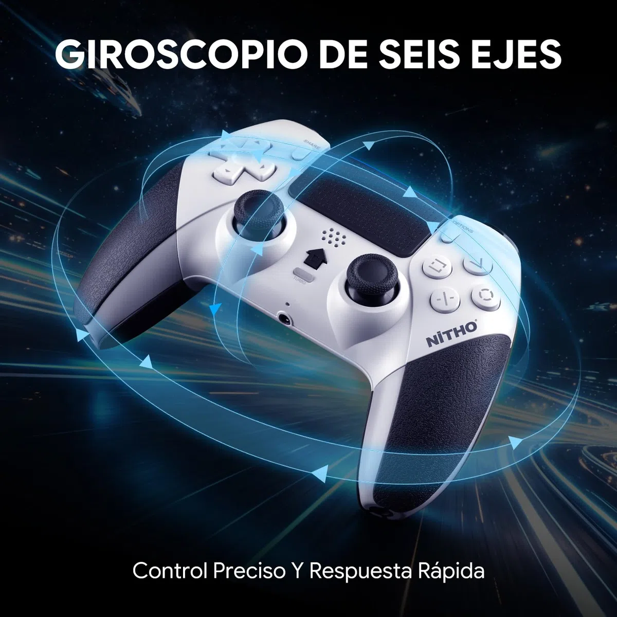 NITHO EVOLUTION Mando Inalámbrico Compatible con PS5 Pro/Slim, PC, iOS y Android, Gamepad con Joysticks Hall Effect, Doble Vibración, Macro, Turbo, Sensor de Movimiento de 6 Ejes y Panel Táctil