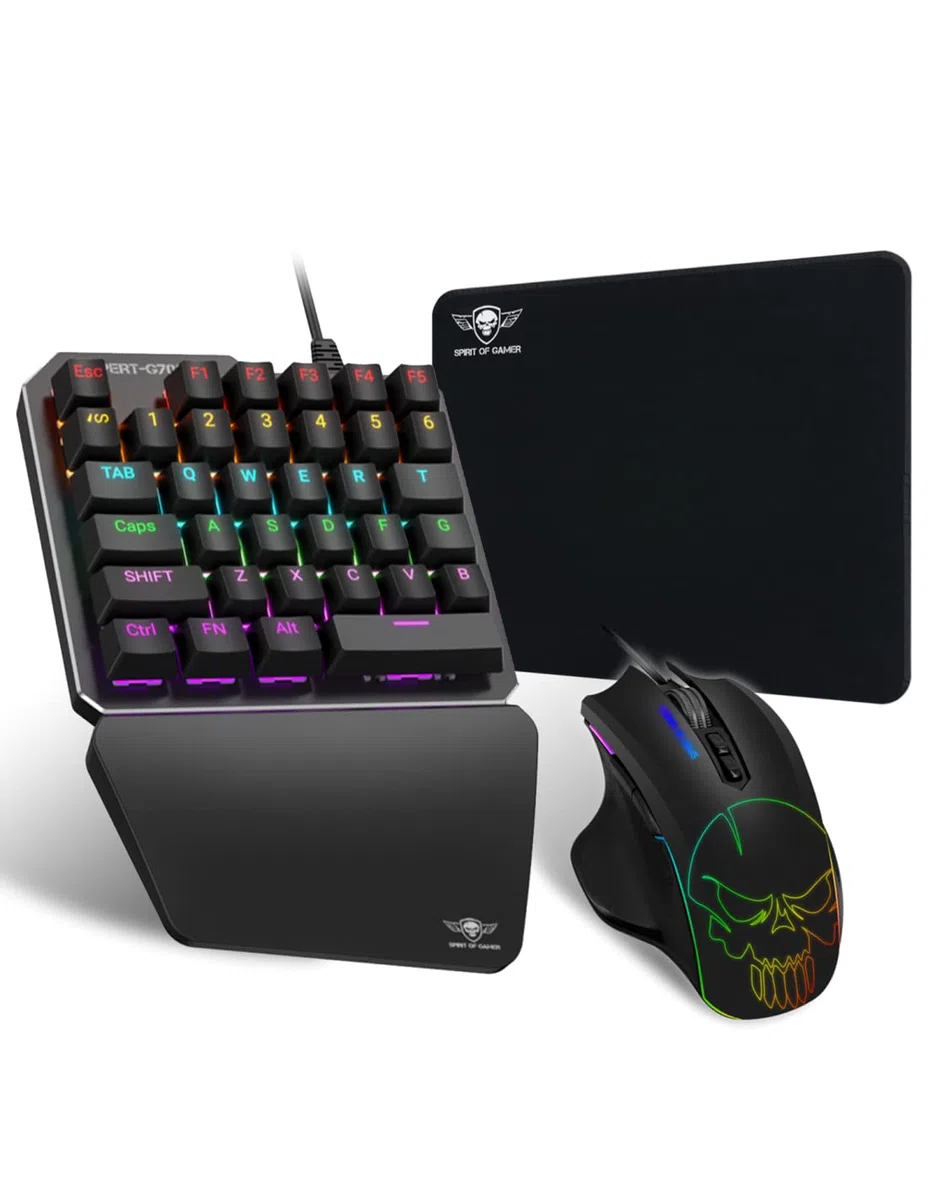 SPIRIT OF GAMER – Xpert G700 – Combo Rgb Teclado + Raton Para Consolas Ps4, Xbox One Y Pc - Teglado Mecanico Single Hand – Raton 7 Botones 3200 Dpi