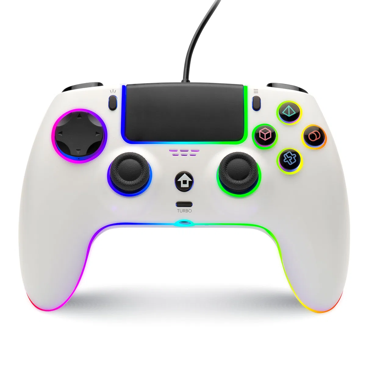 NITHO NOVA Mando con Cable Compatible con PS5/PC/MAC/Android/Steam Deck, Gamepad con Efecto Hall, Paletas Programables, Turbo, Giroscopio de 6 Ejes, Vibración Dual, Iluminación RGB & Jack de Audio