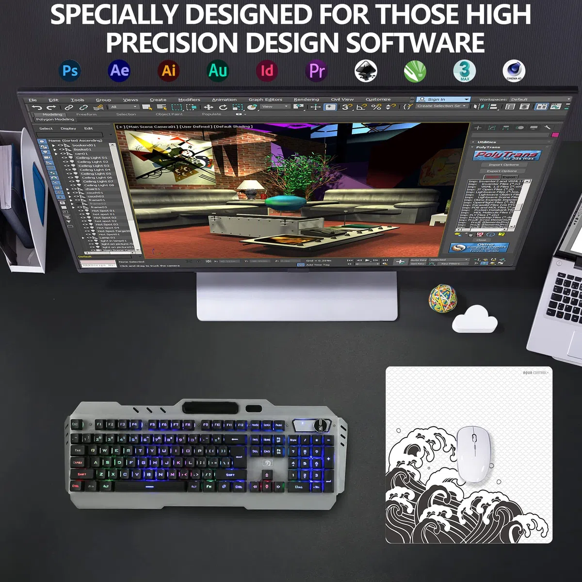 Alfombrilla de ratón para juegos X-Raypad Aqua Control Plus Wave AC+, ultra alta precisión con velocidad perfecta y capacidad de control, diseñada para jugadores Fps con bajos requisitos de DPI