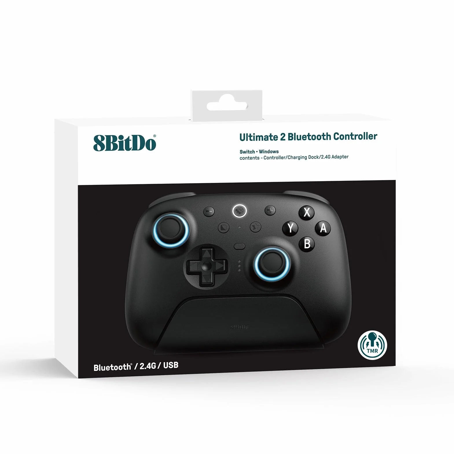 8Bitdo Ultimate 2 Bluetooth Controller for Switch & Windows PC, Switch Pro Controller with TMR Joysticks, Switchable Hall Effect/Tactile Triggers, Vibration and Motion Control, RGB Fire Ring, Black