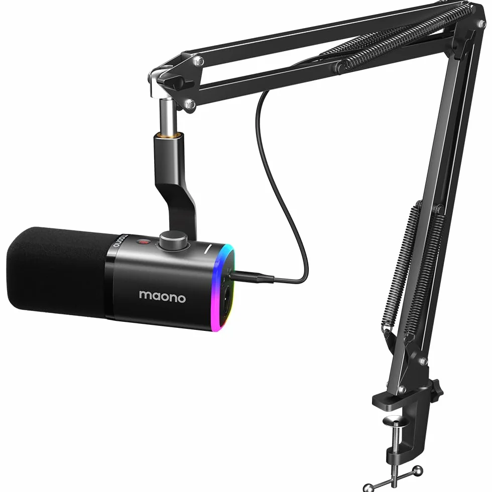 MAONO Micrófono dinámico para Juegos: micrófono dinámico USB XLR para computadora con Software-RGB para PC, Kit de micrófono para Gamer-Podcast, para Estudio de grabación de Streaming
