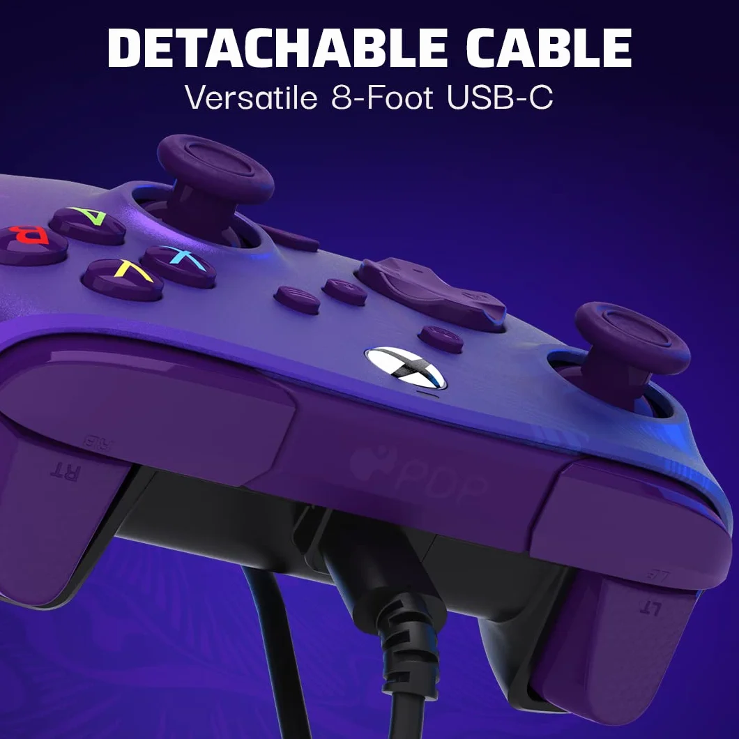 PDP REMATCH XBOX cableado mando Purple Fade para XBOX Series X|S, XBOX One, Licencia oficial