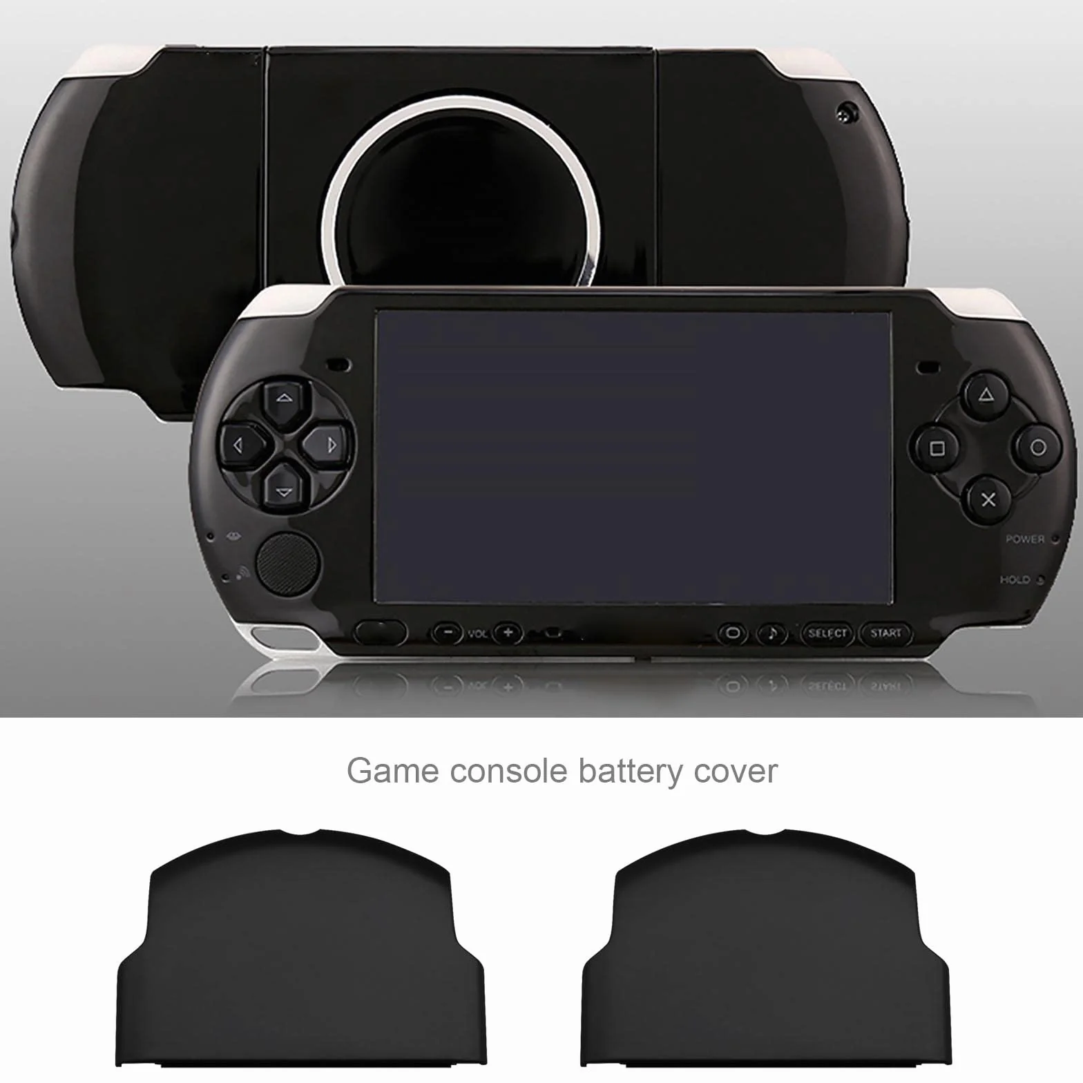 Cubiertas para puertas de batería de repuesto para Sony PSP 2000 2003 2004 3000 3003 3004 Accesorios de consola de plástico, color negro