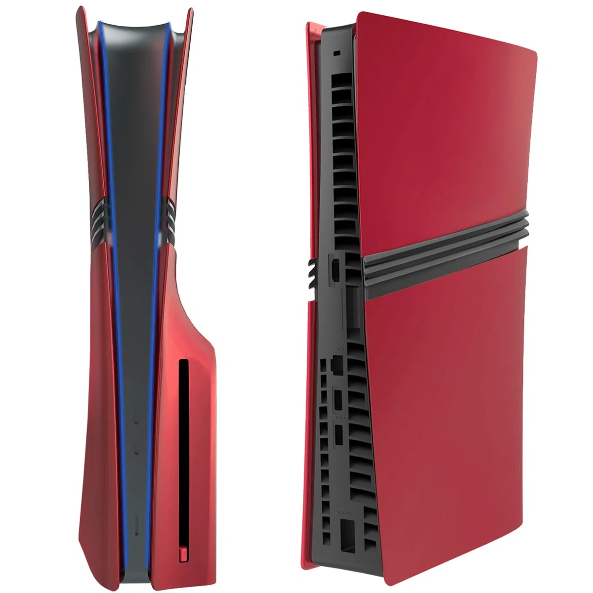 Placa Frontal para PS5 Pro, Tapa Frontal Tapa Trasera Placa Frontal, Placa de Recambio para Funda Antipolvo - Rojo (Edición en Disco)