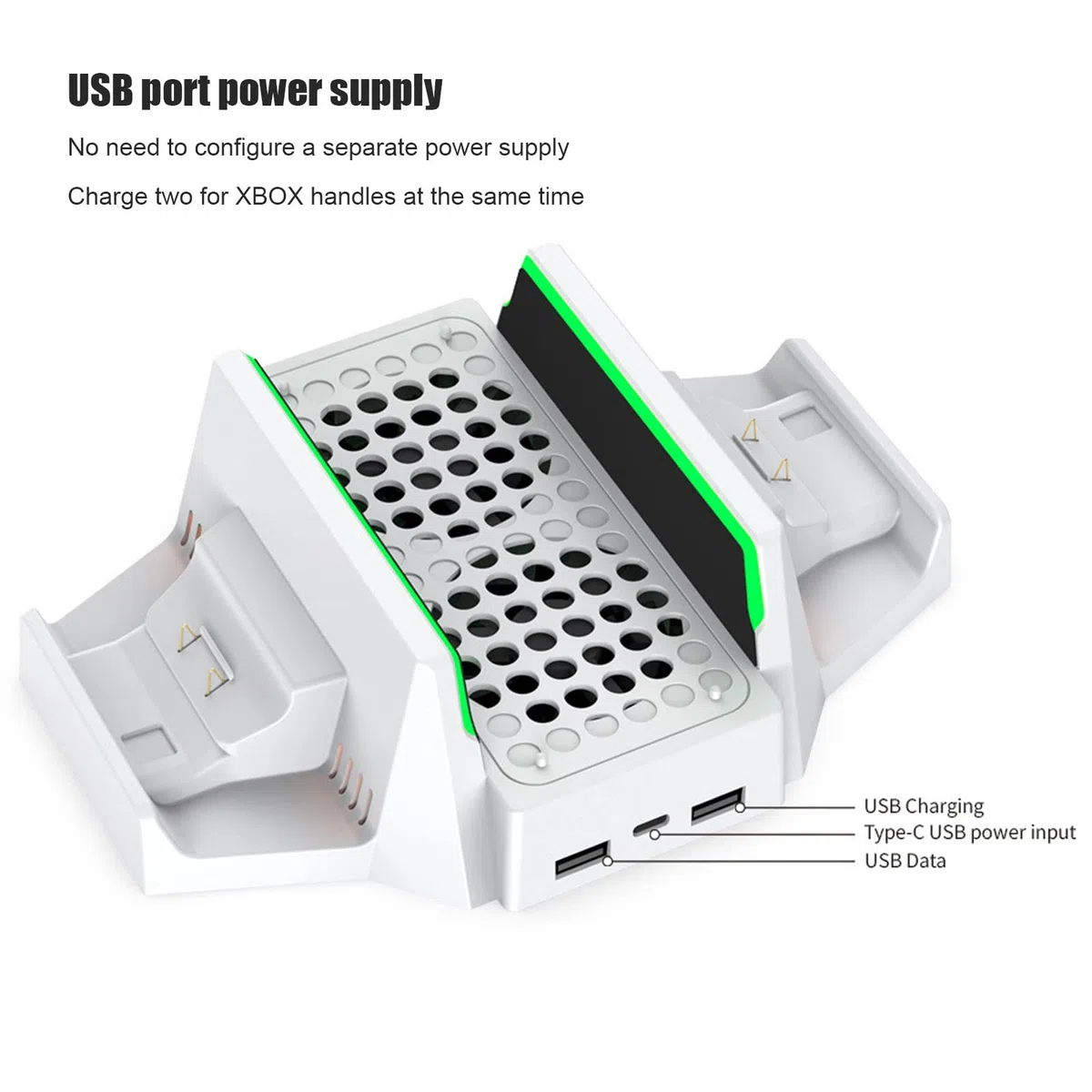 Soporte de Ventilador de Refrigeración para Xbox Series S, Ventilador de Refrigeración de Velocidad Ajustable de 4 Niveles con Estación de Carga Dual, Soporte de Refrigeración de