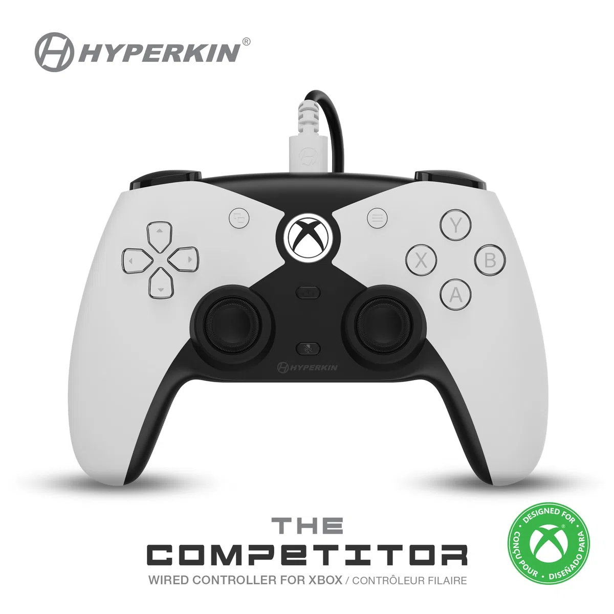 Hyperkin The Competitor - Mando con cable para Xbox Series X|S, Xbox One y PC - Licencia oficial Xbox, joysticks de efecto Hall y gatillos de impulso, diseño simétrico, D-Pad de precisión, botones