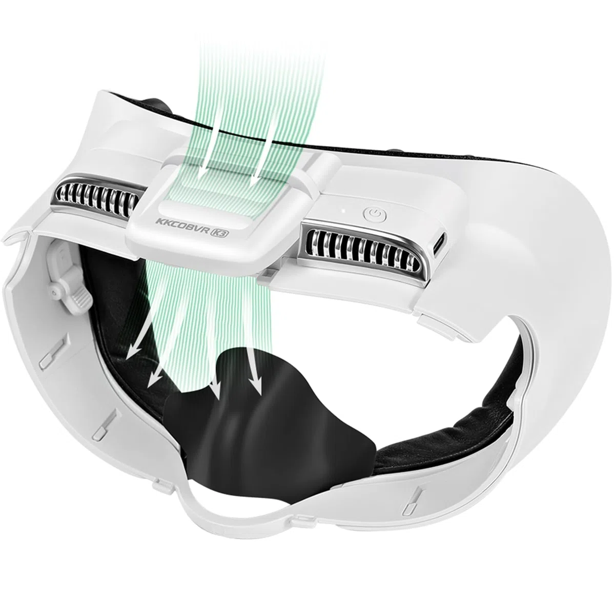 KKCOBVR K3 Facial Interface Fan with Leather Face Pad Compatible with Meta Quest3, Relieve Lens Fogging and Fits Use with Quest 3 Head Strap