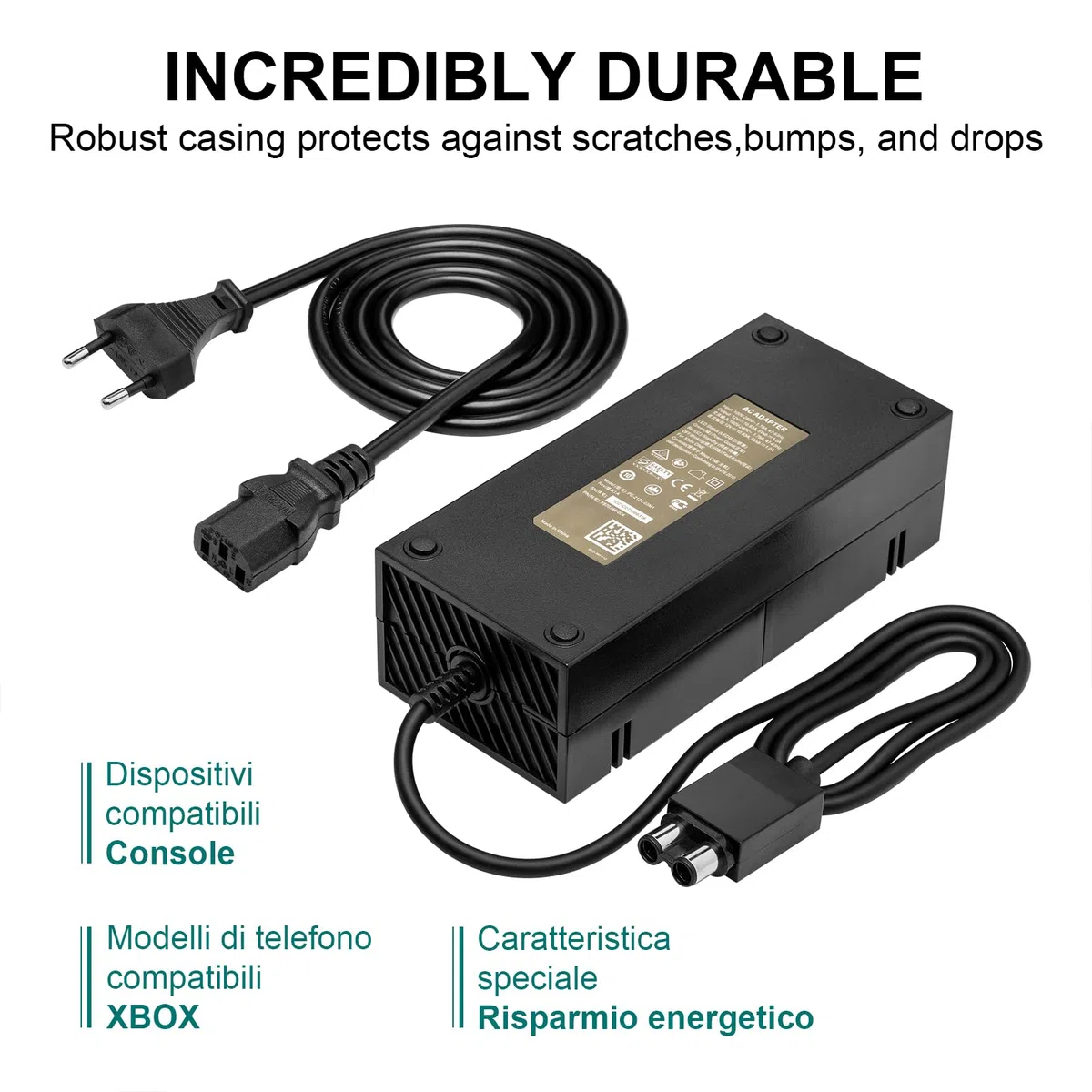 Fuente de Alimentación para Xbox One - Cargador de Reemplazo de Cable de Alimentación para Microsoft Xbox One 100-240v (Versión Estática)