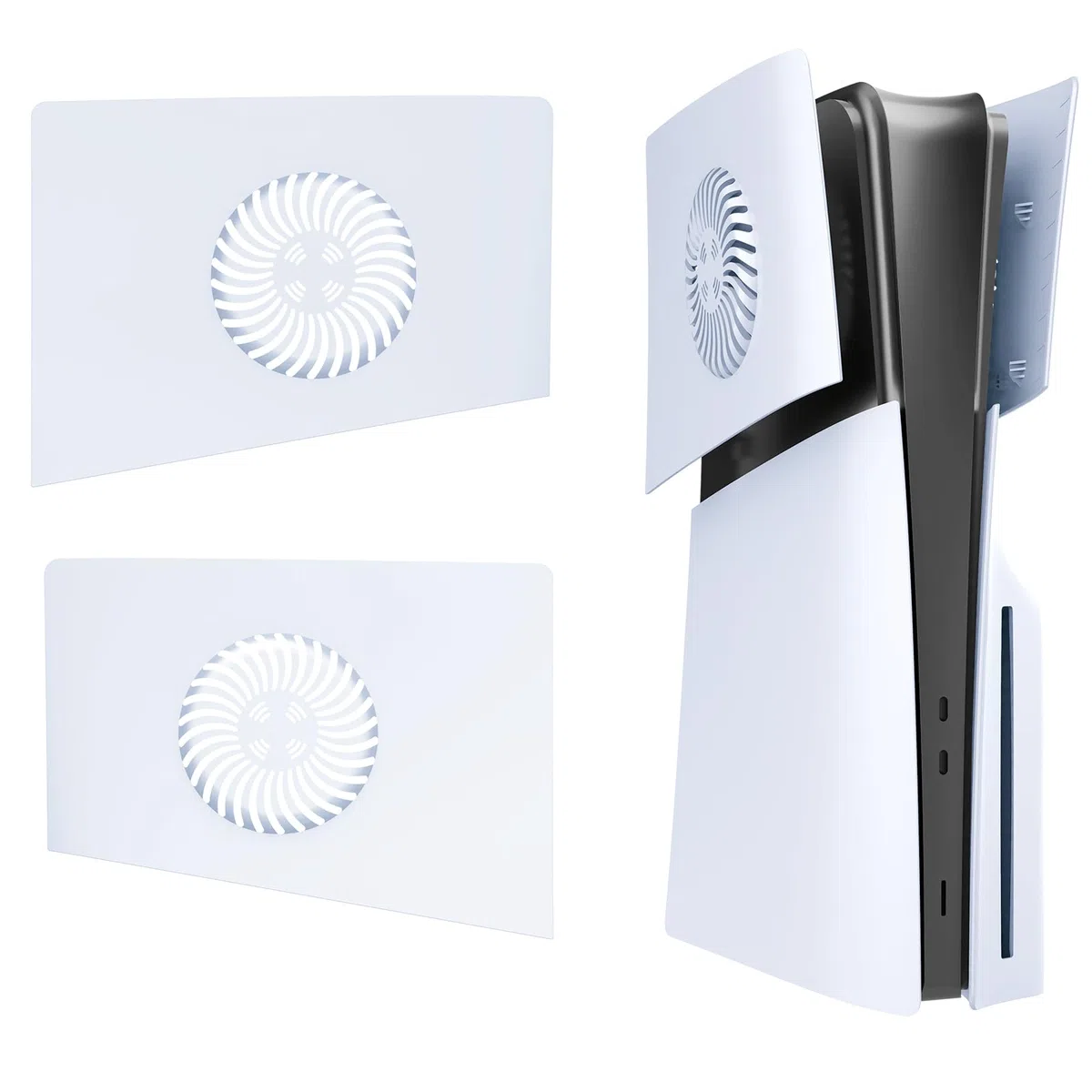 Placas de Cubierta para PS5 Slim Consola, Cubierta de la Mitad Superior Carcasa de Repuesto con Ventilación Placas Laterales Izquierdo y Derecho para PS5 Slim Disc/Digital Edition