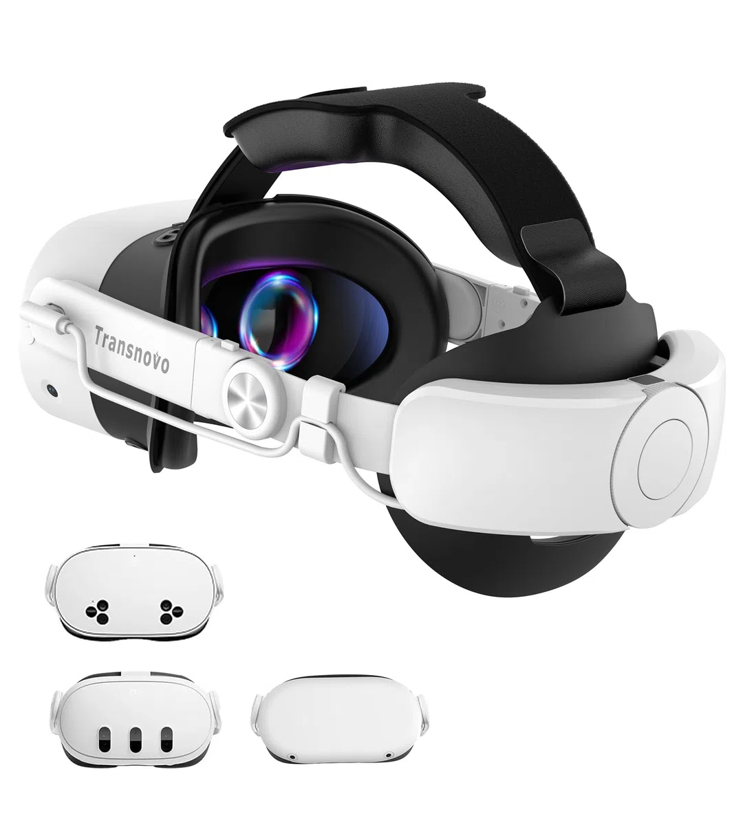 TRANSNOVO Batería Correa para la Cabeza Compatible con Meta Quest 3S/Quest 3/Quest 2 Accesorios, Correa Elite con Batería de 10000mAh, Reduce el Estrés Facial y Prolonga el Tiempo de Juego