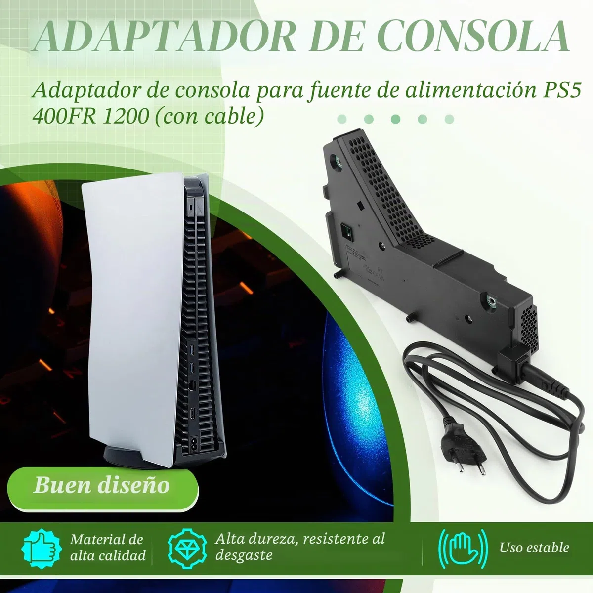 RongZy para PS5 ADP-400FR Fuente De Alimentación Reemplazo para PlayStation 5 400FR PA-1401-JT3 Interna Fuente de Alimentación con Adaptador de CA Consola Accesorios con Herramientas Reparación.