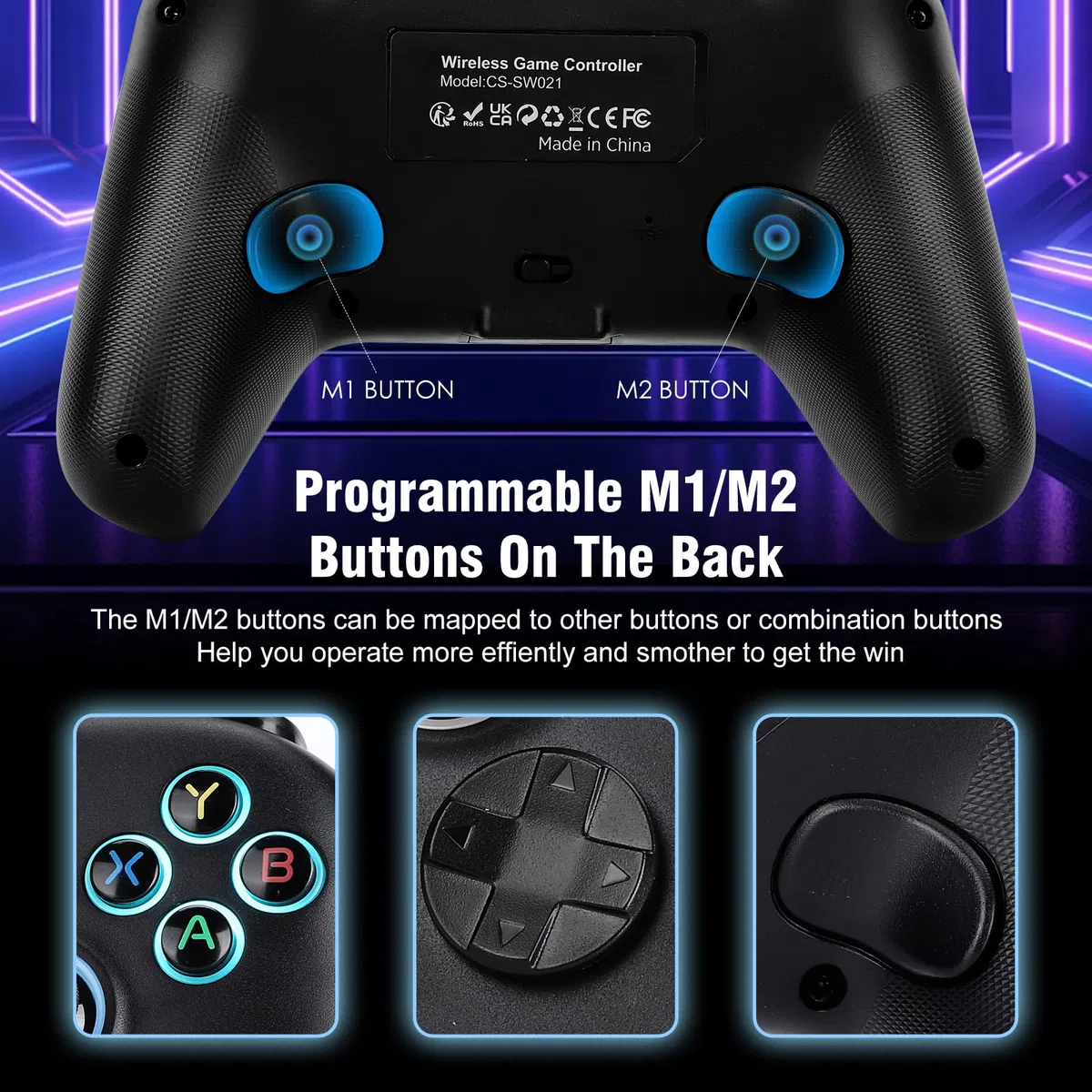 DuLingKer Mando PC con Carga Base, Mando Inalámbrico para Switch 2/Switch/PC Windows/Steam/OLED/Lite, Gaming Mandos con Hall Efecto Trigger/Joystick(Sin Deriva), Luz RGB, Botón M1/M2 Negro