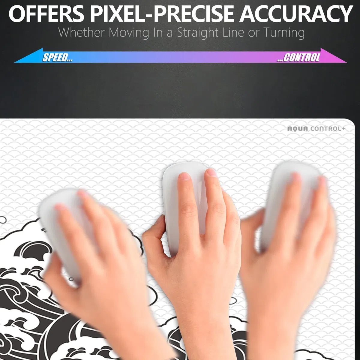 Alfombrilla de ratón para juegos X-Raypad Aqua Control Plus Wave AC+, ultra alta precisión con velocidad perfecta y capacidad de control, diseñada para jugadores Fps con bajos requisitos de DPI
