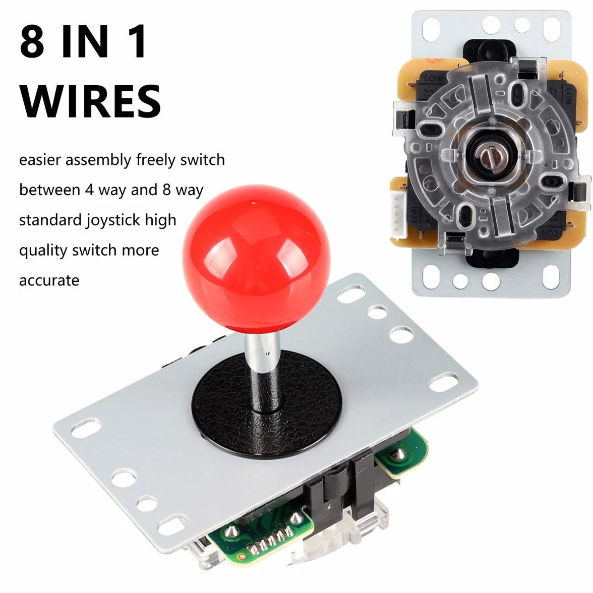 1 reproductor USB codificador a PCArcade Joystick Red Top Ball + 10 x 5 V LED botones para juegos Mame Raspberry Pi