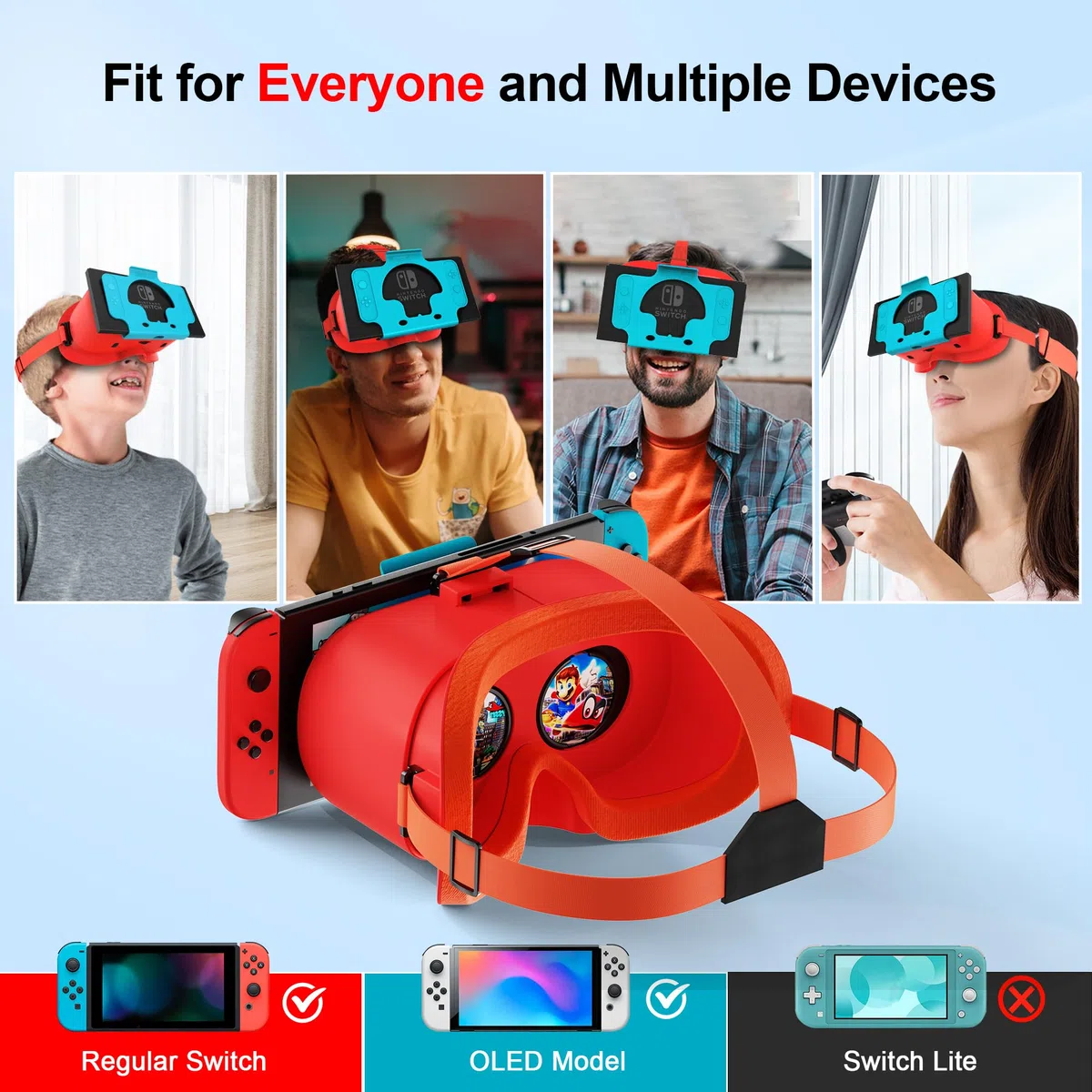 Auriculares VR para Nintendo Switch & Switch OLED, Gafas de Realidad Virtual con Lentes HD Ajustables y cómoda Correa para la Cabeza, Kit Labo VR 3D para Accesorios Switch