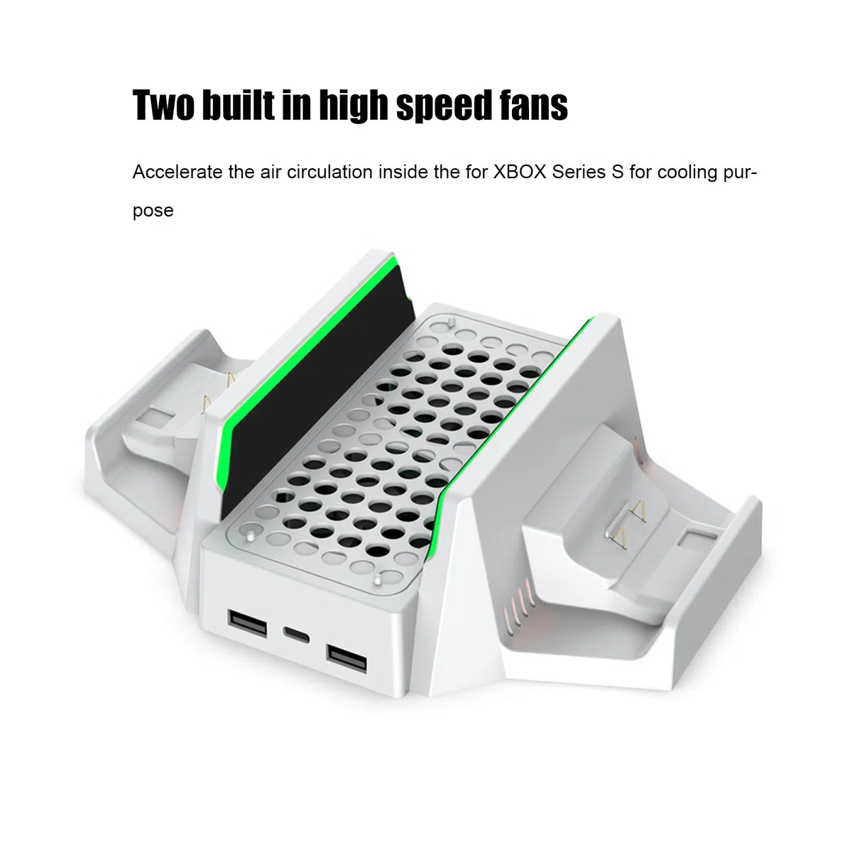 Soporte de Ventilador de Refrigeración para Xbox Series S, Ventilador de Refrigeración de Velocidad Ajustable de 4 Niveles con Estación de Carga Dual, Soporte de Refrigeración de