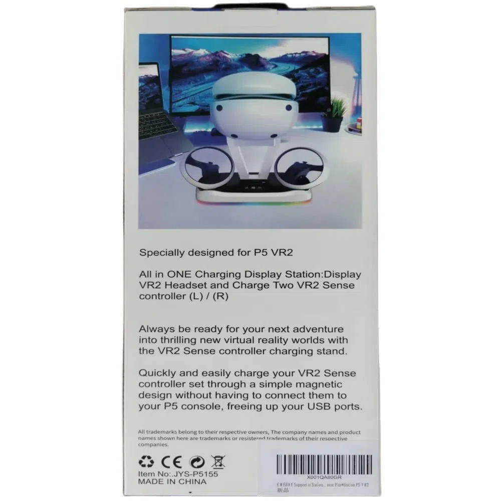 EMEBAY Soporte y estación de carga con luces RGB para PS VR2, carga magnética, compatible con PlayStation PS VR2 JYS-P5155