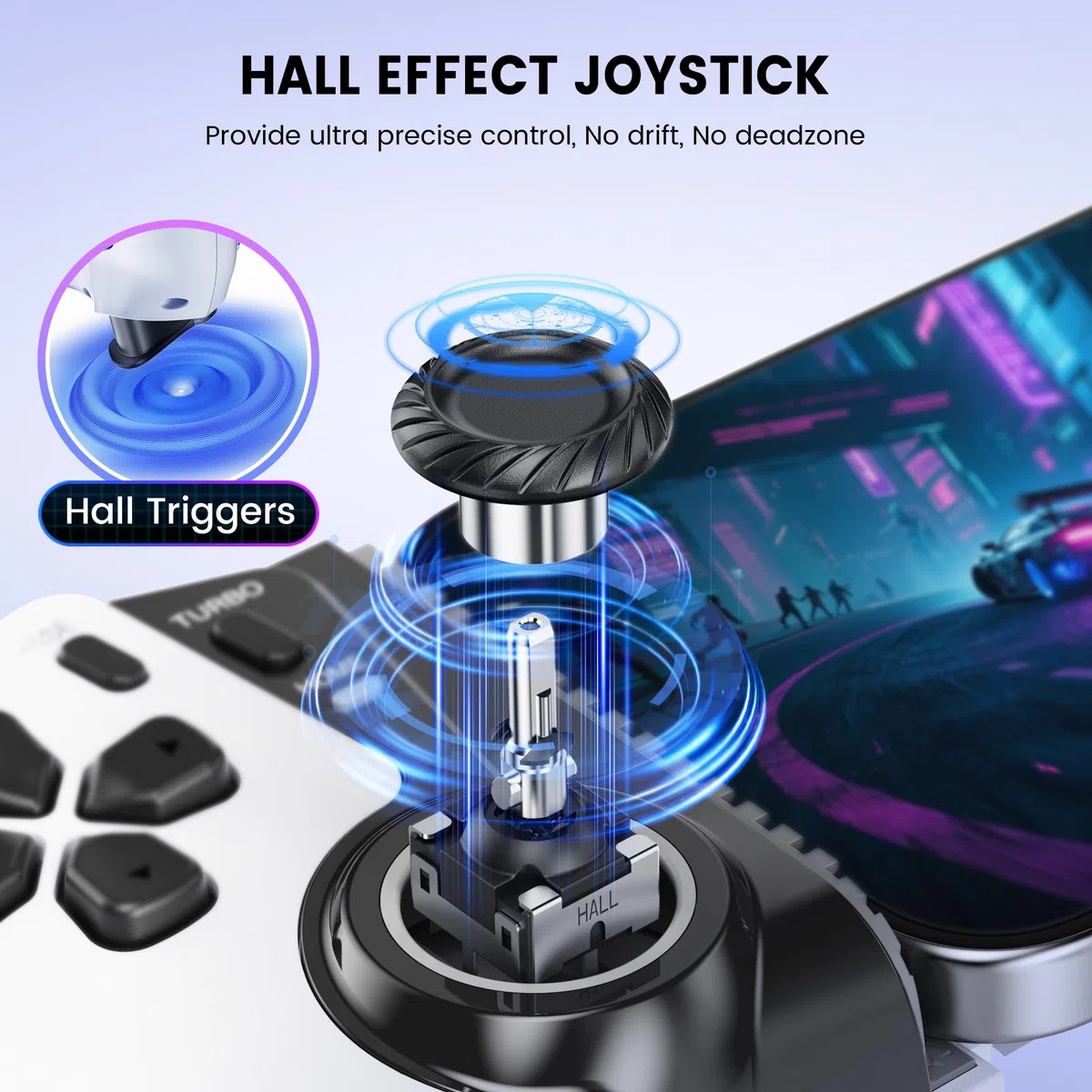 HELLCOOL Bluetooth Mando Movil para iOS/Android/Switch/OLED/Switch 2,Gamepad Inalámbrico para Teléfono para Xbox/Steam/GeForce Now/MFi Apple Arcade/Roblox,Controlador con Joystick de Efecto Hall/RGB