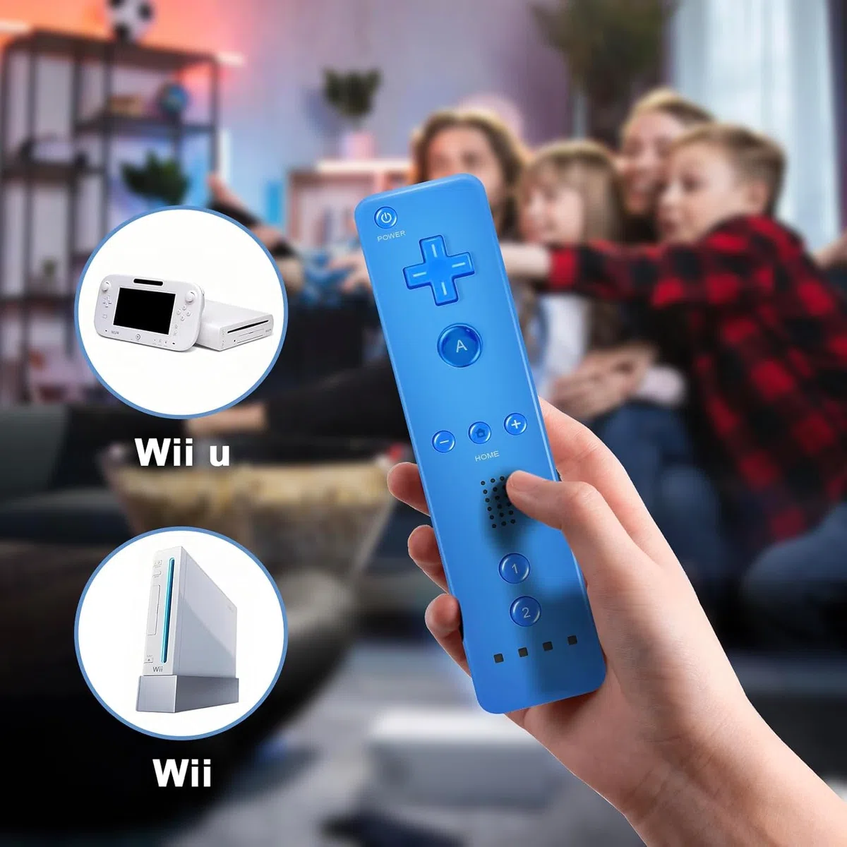 AUFGLO Wii Remote y Nunchuck compatible con Wii/Wii U - Incluye funda de silicona y correa para la muñeca (Rojo+Azul)