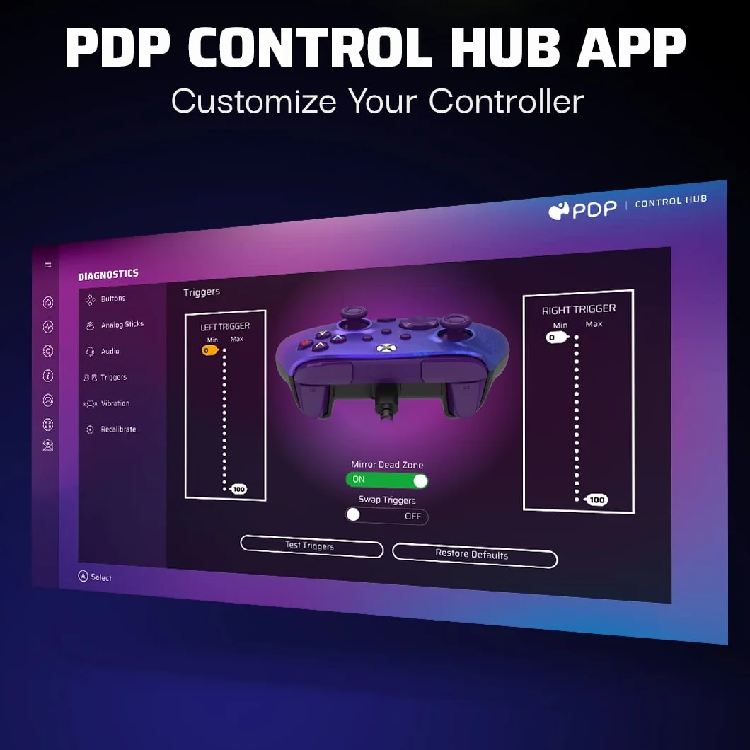 PDP REMATCH XBOX cableado mando Purple Fade para XBOX Series X|S, XBOX One, Licencia oficial