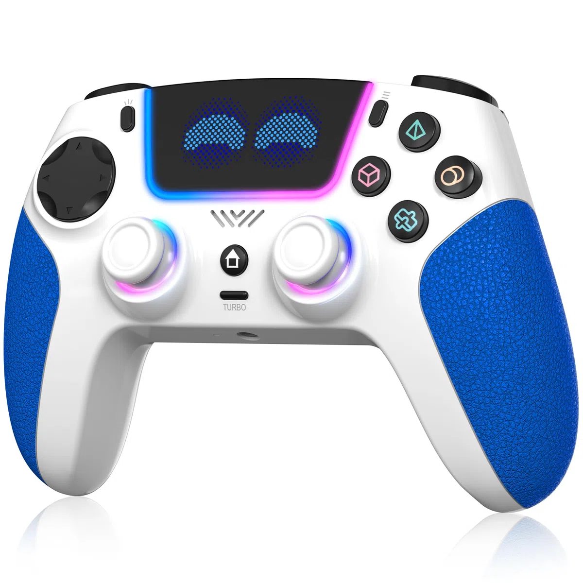 SFGSUP Mando Inalámbrico para PS5/PC/Steam Deck,con Joystick&Gatillo Efecto Hall/8 Colore iluminación RGB/Giroscopio 6 Ejes/Turbo/Doble Vibración/Programable/Empuñadura Antideslizante/Batería 1500 mAh