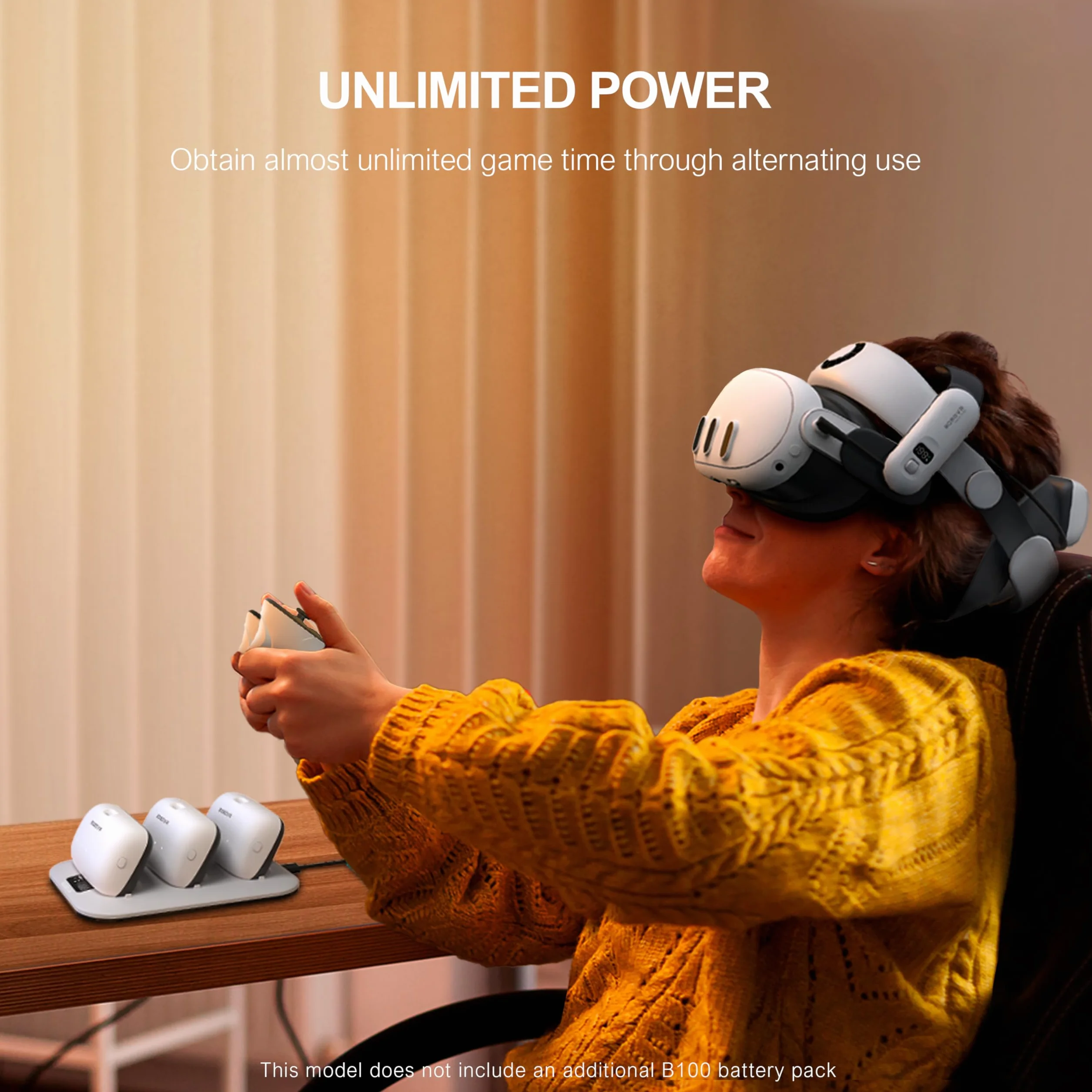 BOBOVR BD3 Charging Dock, Proporciona Carga rápida para 3*B100, con una Potencia de 30W, alcanzando el 0-80% en Solo 1 Hora.